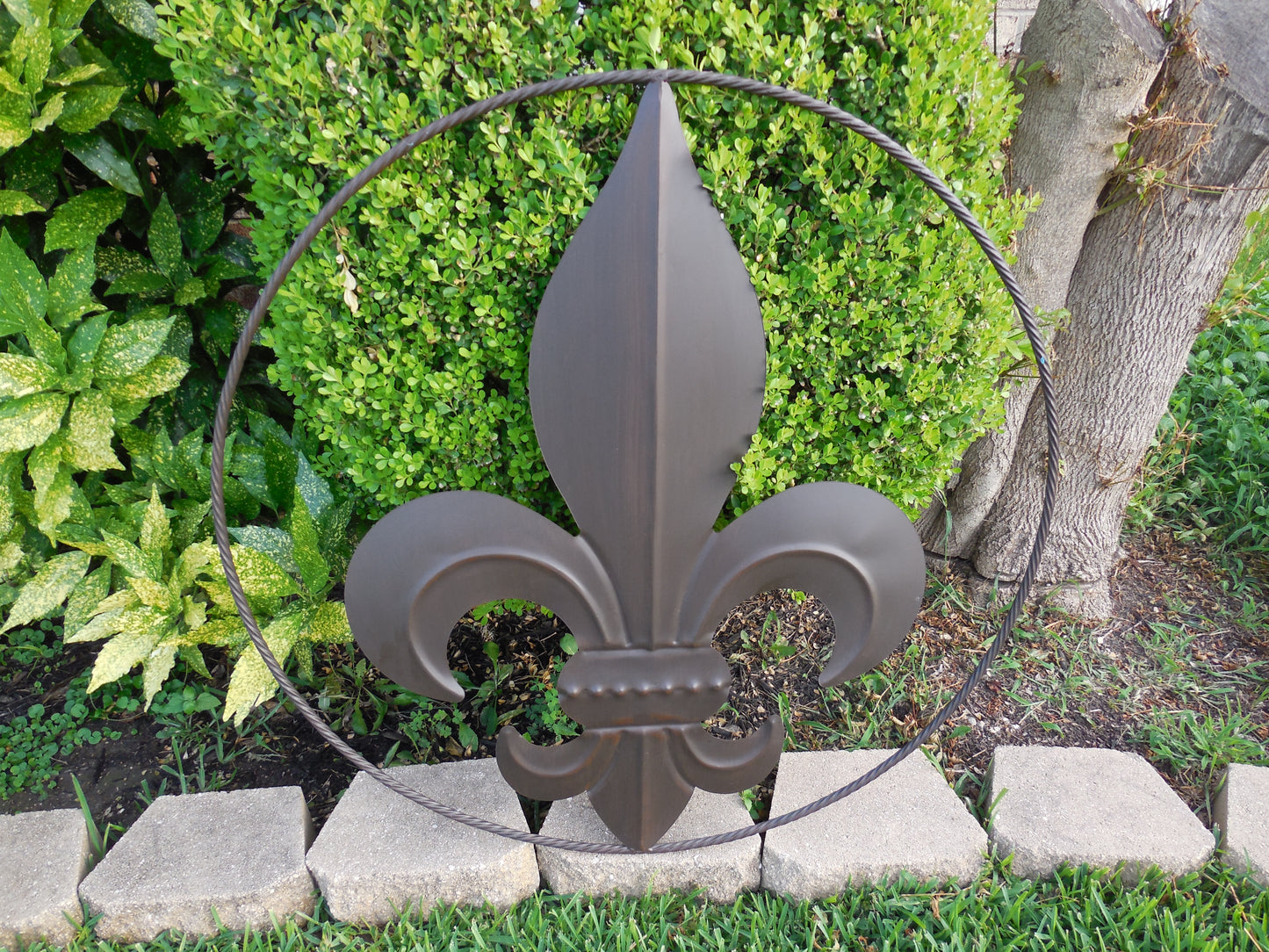 24",36" FLEUR DE LIS METAL WALL ART SIGN WESTERN HOME DECOR RUSTIC BROWN HANDMADE NEW-#EH10149