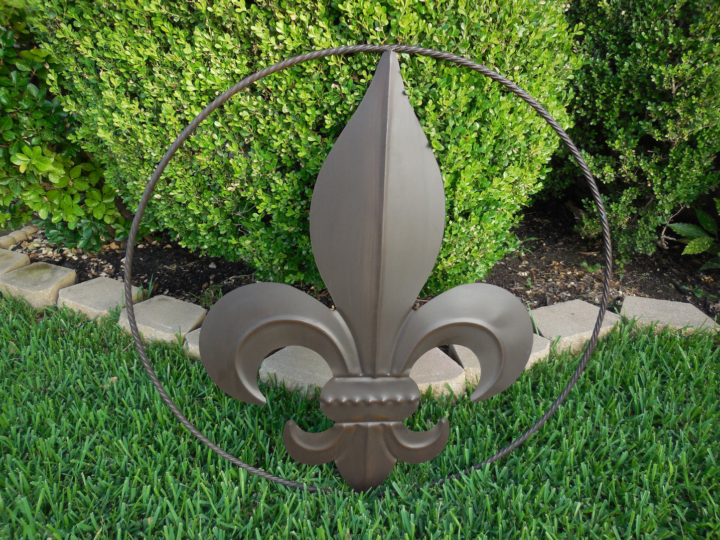 24",36" FLEUR DE LIS METAL WALL ART SIGN WESTERN HOME DECOR RUSTIC BROWN HANDMADE NEW-#EH10149
