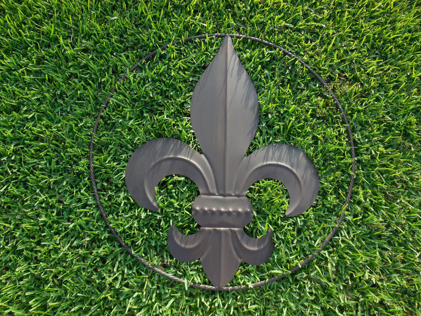 24",36" FLEUR DE LIS METAL WALL ART SIGN WESTERN HOME DECOR RUSTIC BROWN HANDMADE NEW-#EH10149