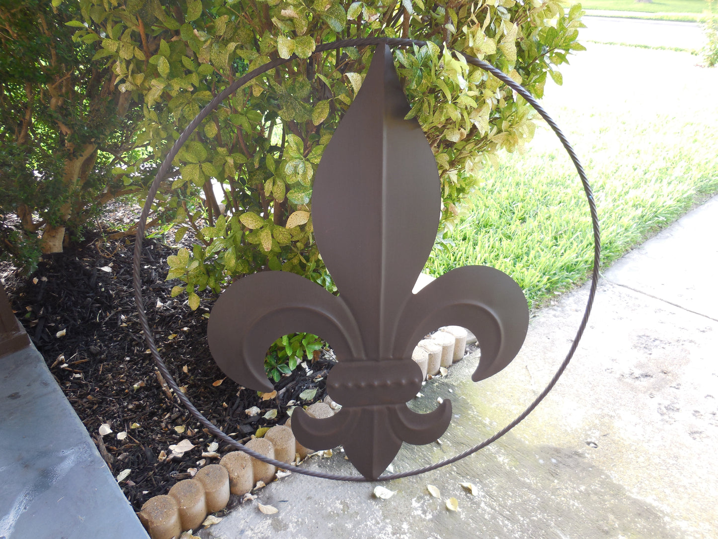 24",36" FLEUR DE LIS METAL WALL ART SIGN WESTERN HOME DECOR RUSTIC BROWN HANDMADE NEW-#EH10149