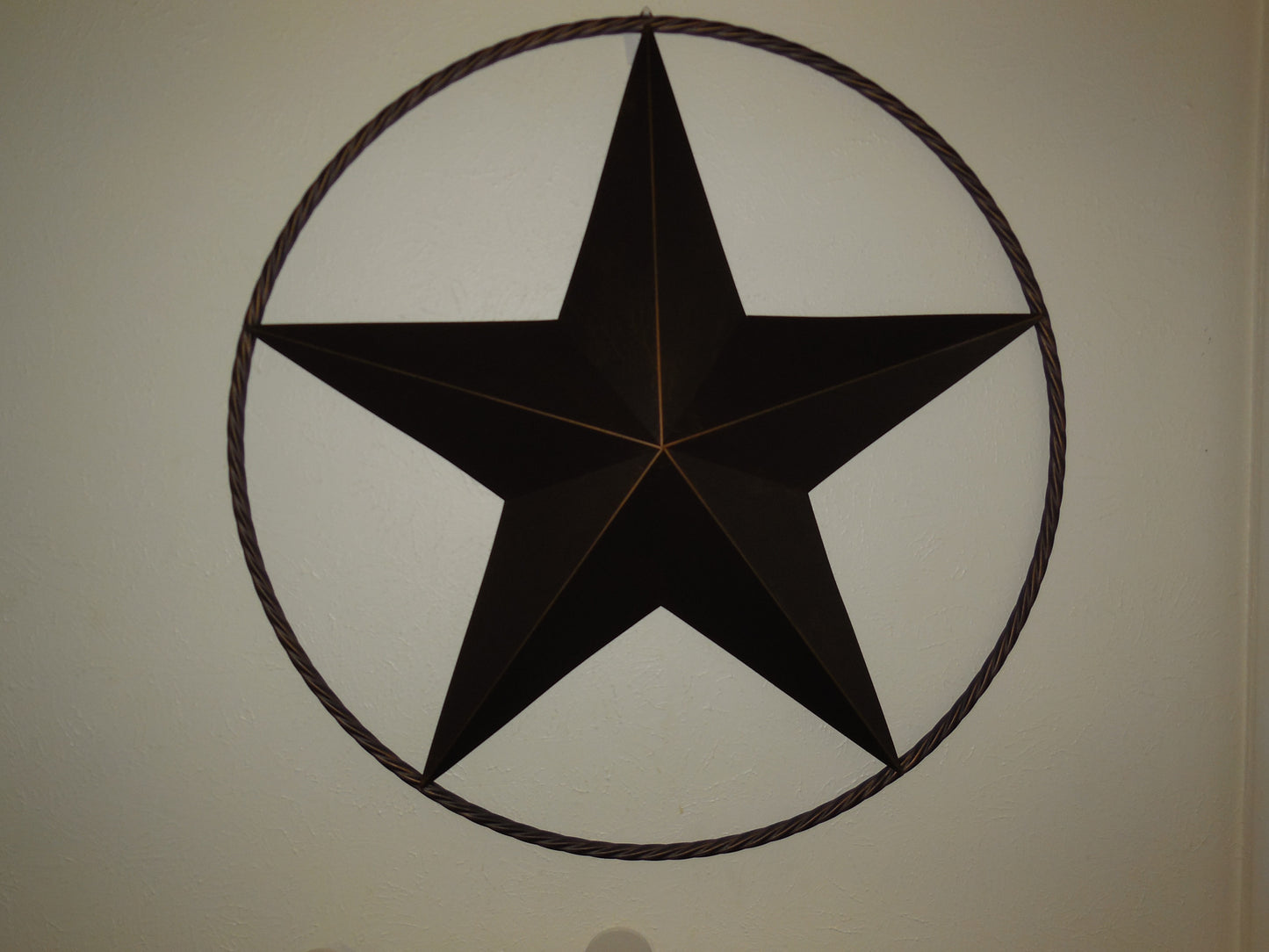 LONE STAR 48" METAL BARN STAR TWISTED ROPE RING RUSTIC BRONZE WESTERN HOME DECOR HANDMADE-#EH10014