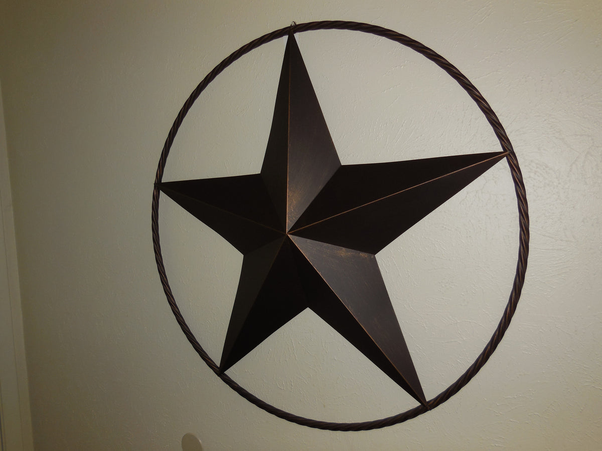 32" BARN STAR METAL LONESTAR TWISTED ROPE RING WESTERN HOME DECOR HANDMADE NEW-#EH10009