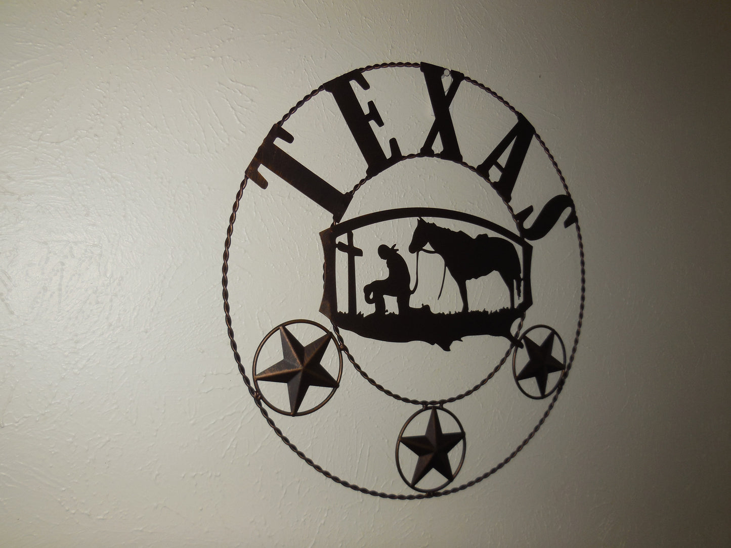 21" TEXAS COWBOYS CHURCH PRAYER METAL WALL ART WESTERN HOME DECOR
