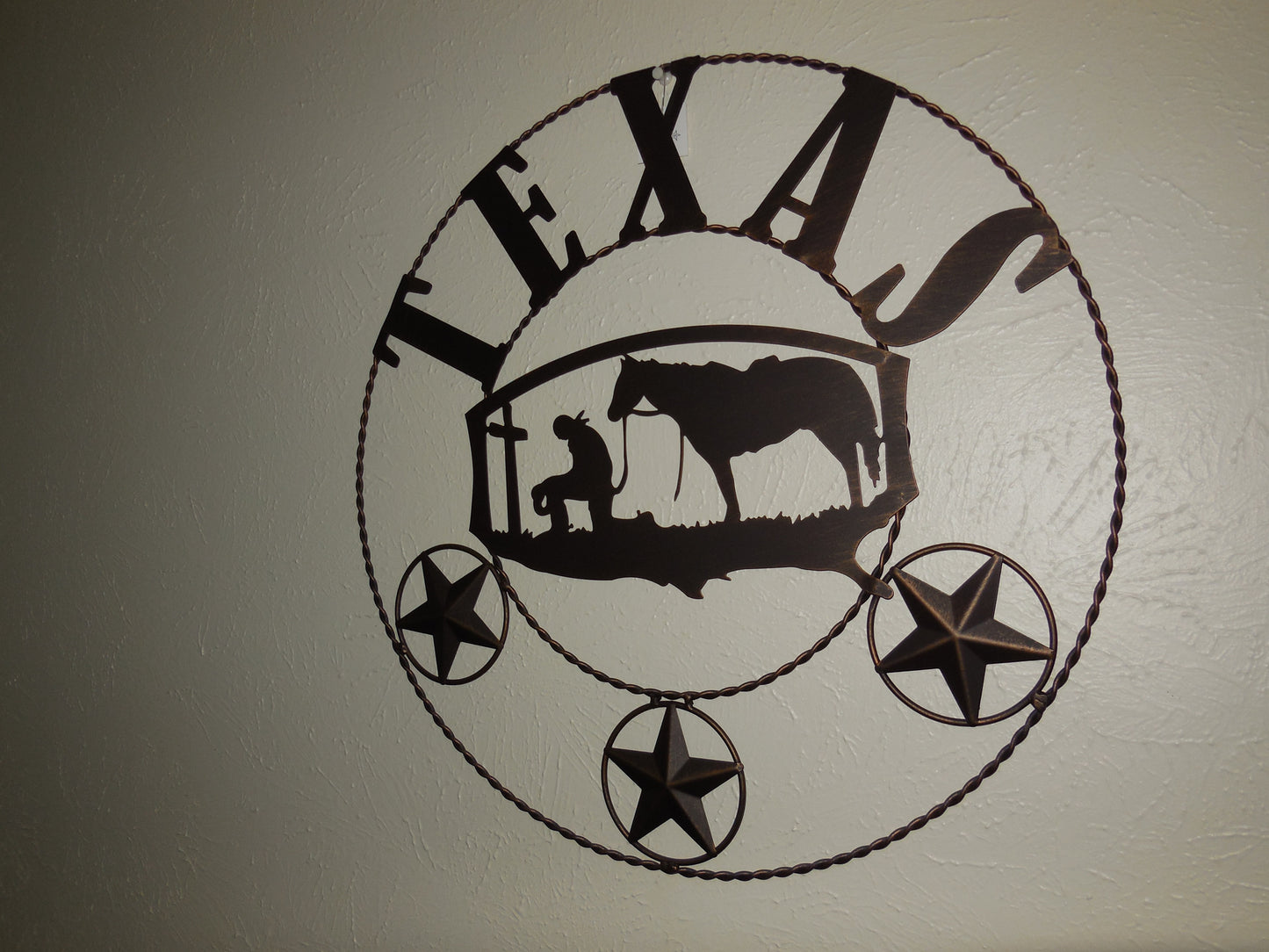 21" TEXAS COWBOYS CHURCH PRAYER METAL WALL ART WESTERN HOME DECOR