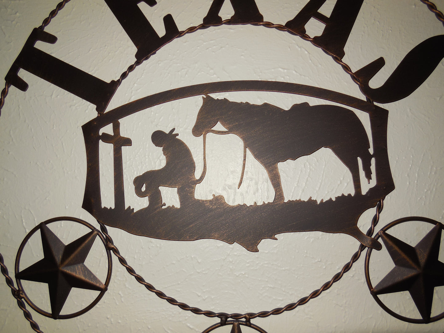 21" TEXAS COWBOYS CHURCH PRAYER METAL WALL ART WESTERN HOME DECOR