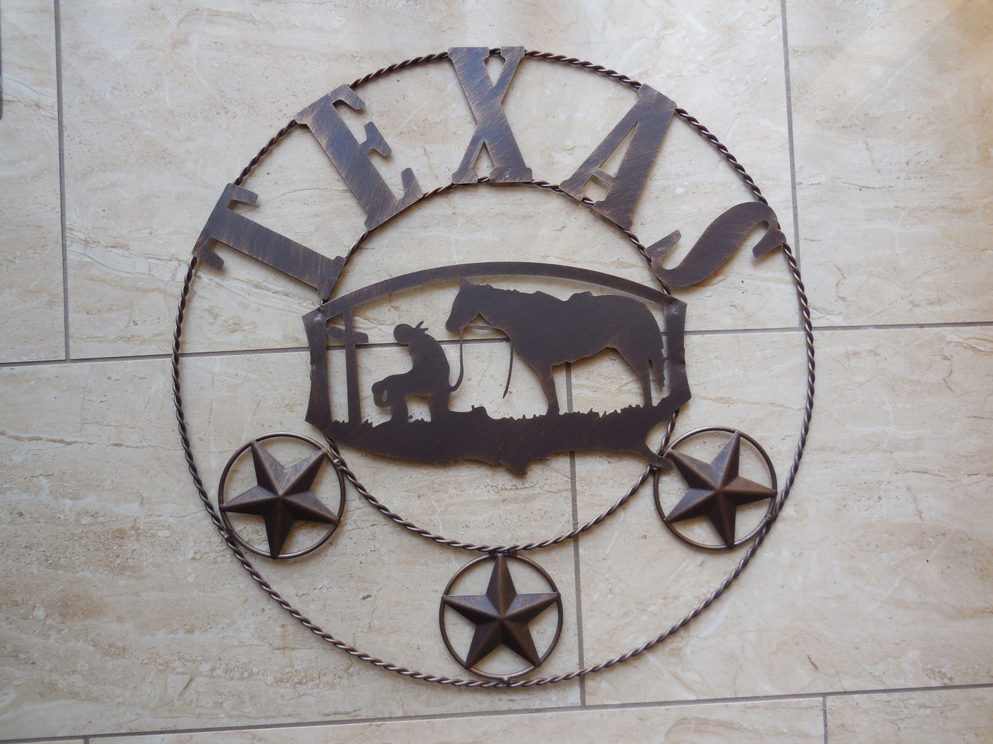 21" TEXAS COWBOYS CHURCH PRAYER METAL WALL ART WESTERN HOME DECOR
