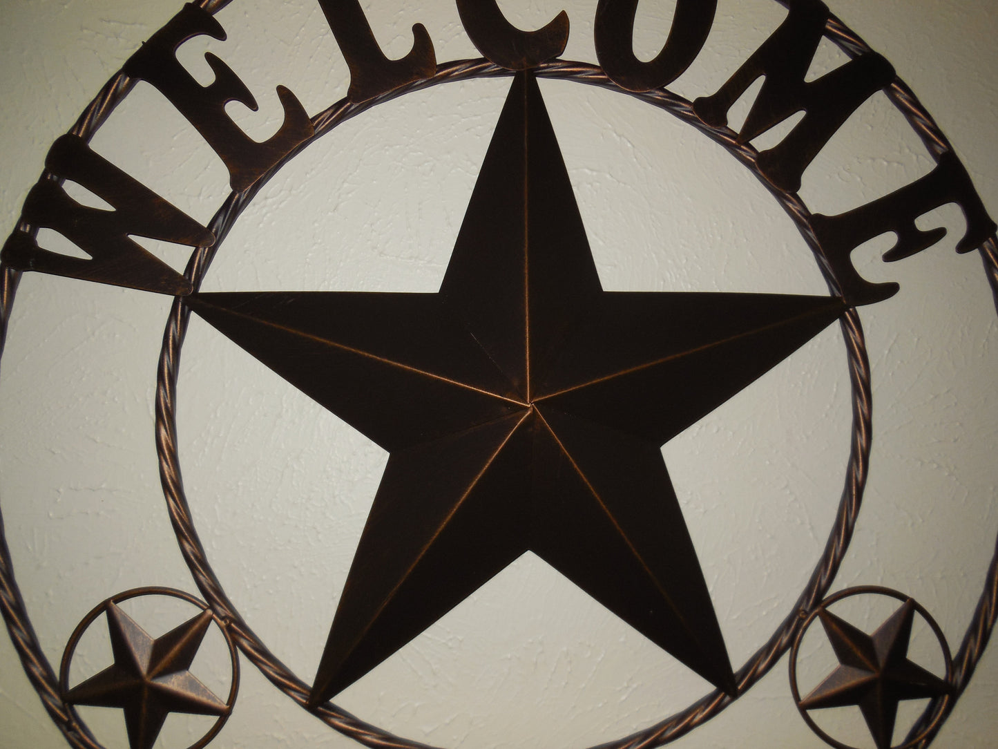 WELCOME BARN STAR METAL LONE STAR TWISTED ROPE RING WESTERN HOME DECOR HANDMADE #EH11369