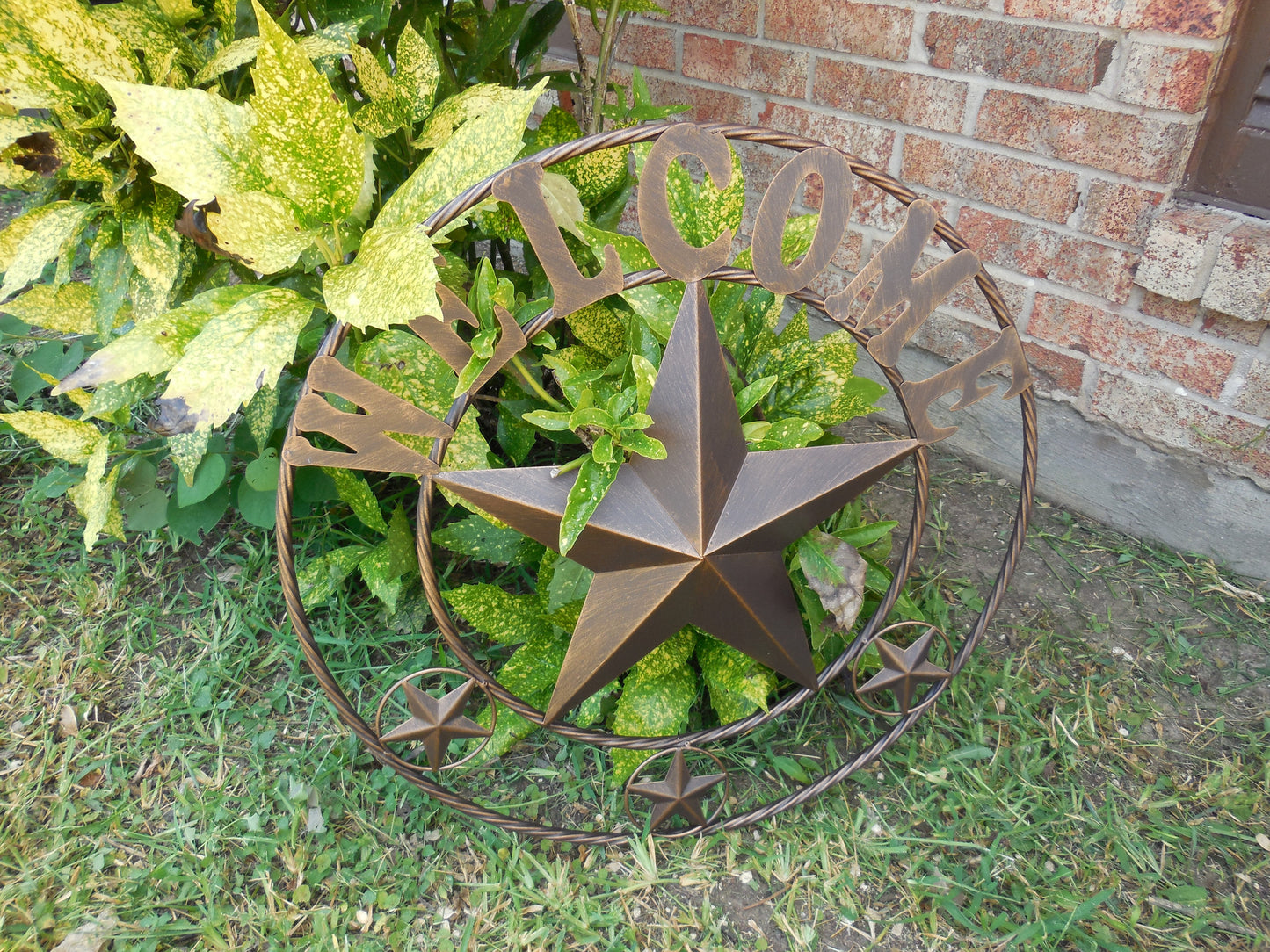 WELCOME BARN STAR METAL LONE STAR TWISTED ROPE RING WESTERN HOME DECOR HANDMADE #EH11369