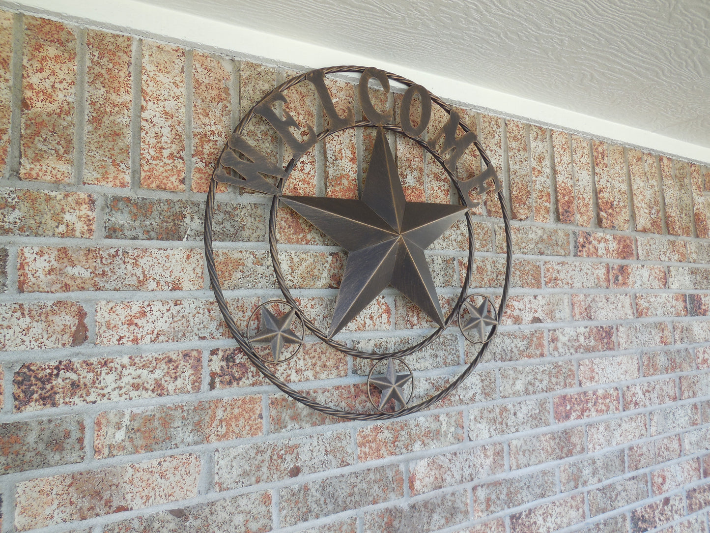 WELCOME BARN STAR METAL LONE STAR TWISTED ROPE RING WESTERN HOME DECOR HANDMADE #EH11369