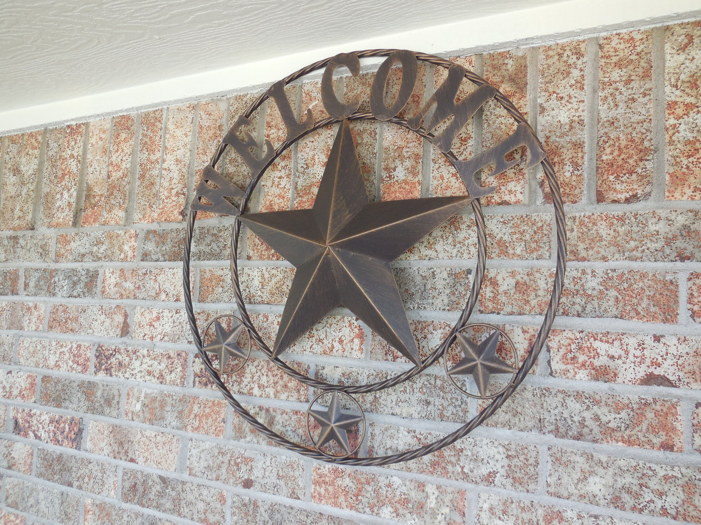 WELCOME BARN STAR METAL LONE STAR TWISTED ROPE RING WESTERN HOME DECOR HANDMADE #EH11369