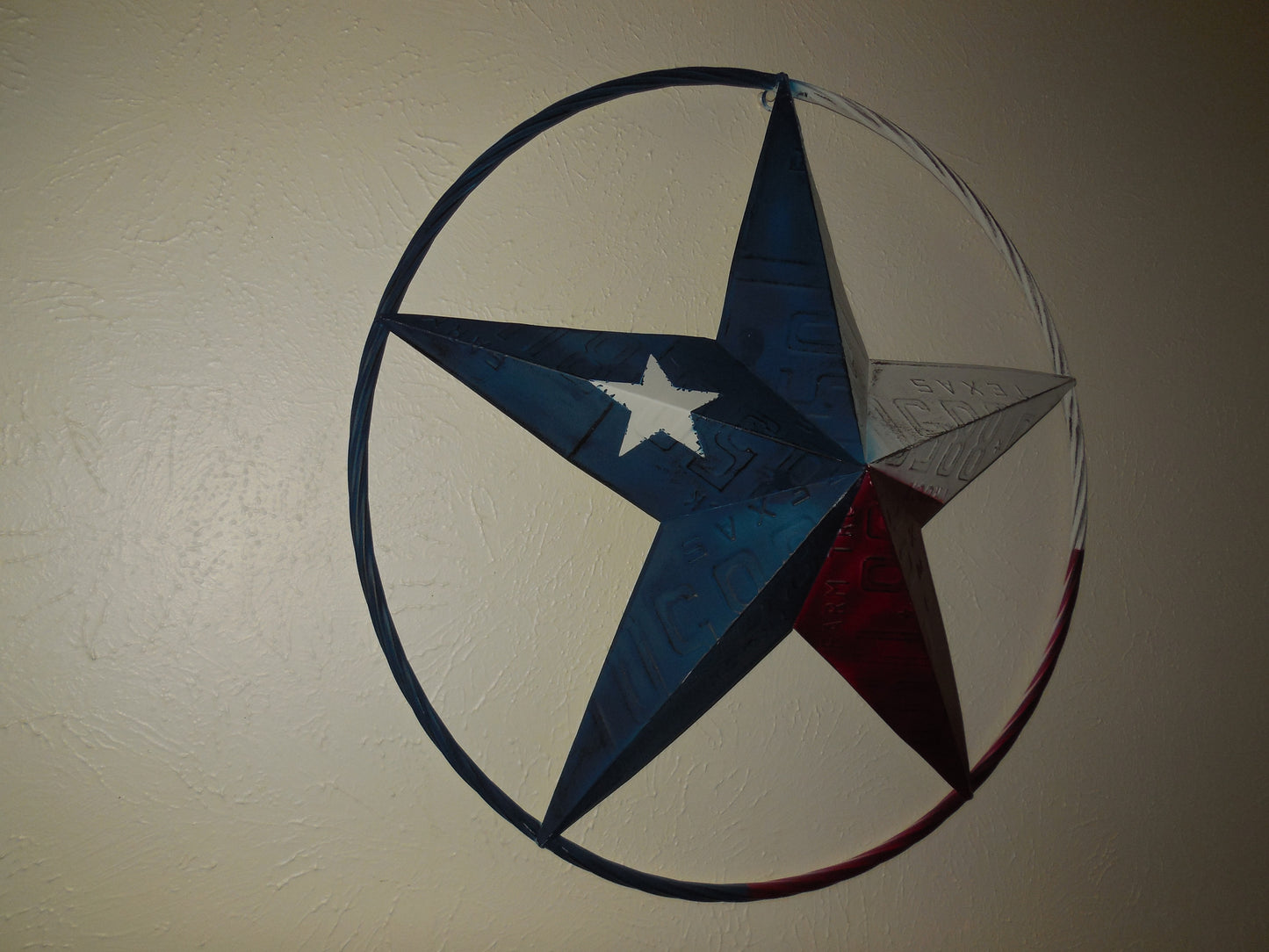 12", 16", 24",32",36" TEXAS LICENSE PLATE FLAG METAL RED WHITE BLUE BARN STAR WESTERN HOME DECOR HANDMADE
