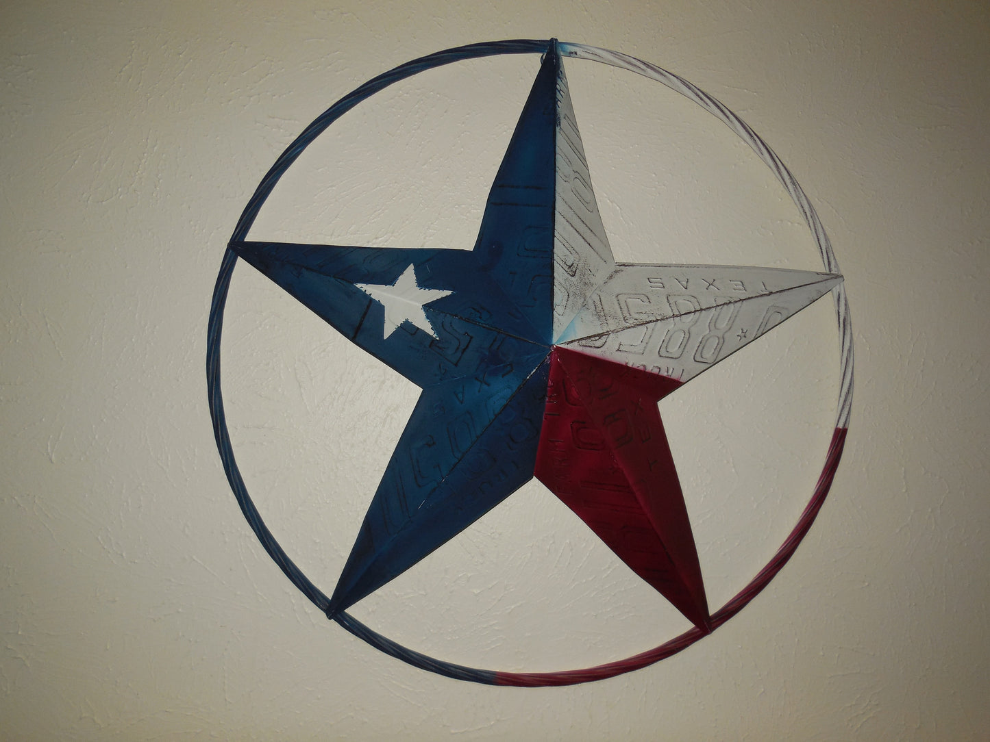12", 16", 24",32",36" TEXAS LICENSE PLATE FLAG METAL RED WHITE BLUE BARN STAR WESTERN HOME DECOR HANDMADE