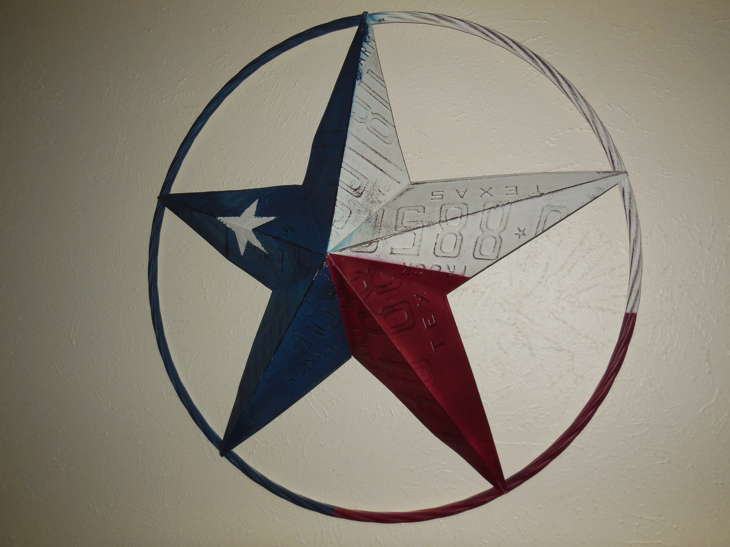 12", 16", 24",32",36" TEXAS LICENSE PLATE FLAG METAL RED WHITE BLUE BARN STAR WESTERN HOME DECOR HANDMADE