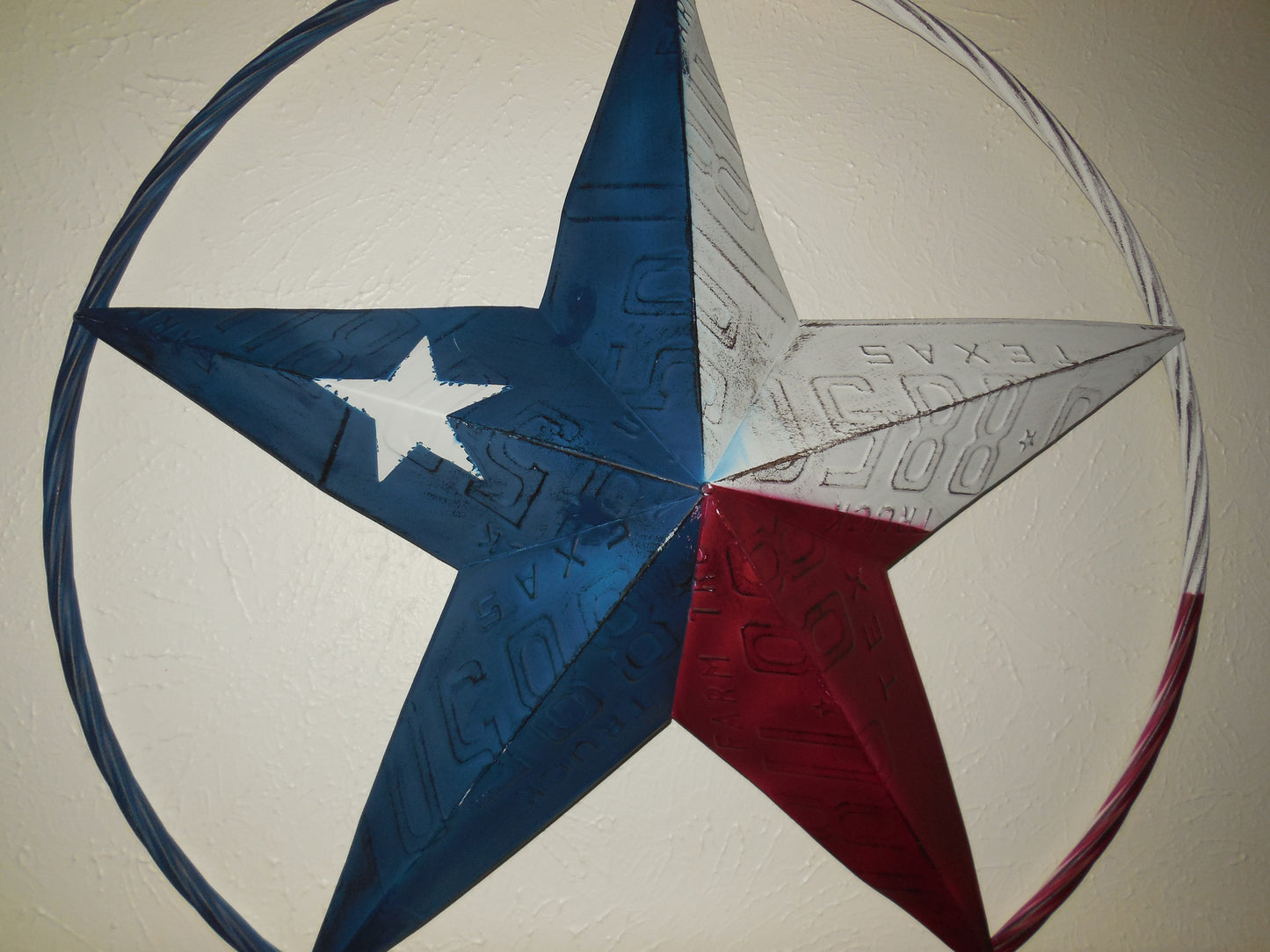 12", 16", 24",32",36" TEXAS LICENSE PLATE FLAG METAL RED WHITE BLUE BARN STAR WESTERN HOME DECOR HANDMADE