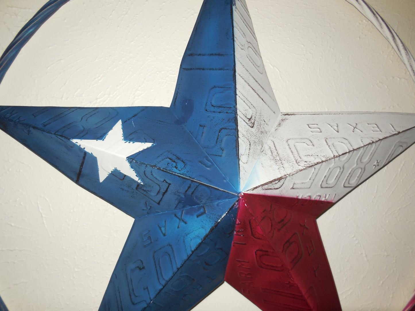 12", 16", 24",32",36" TEXAS LICENSE PLATE FLAG METAL RED WHITE BLUE BARN STAR WESTERN HOME DECOR HANDMADE