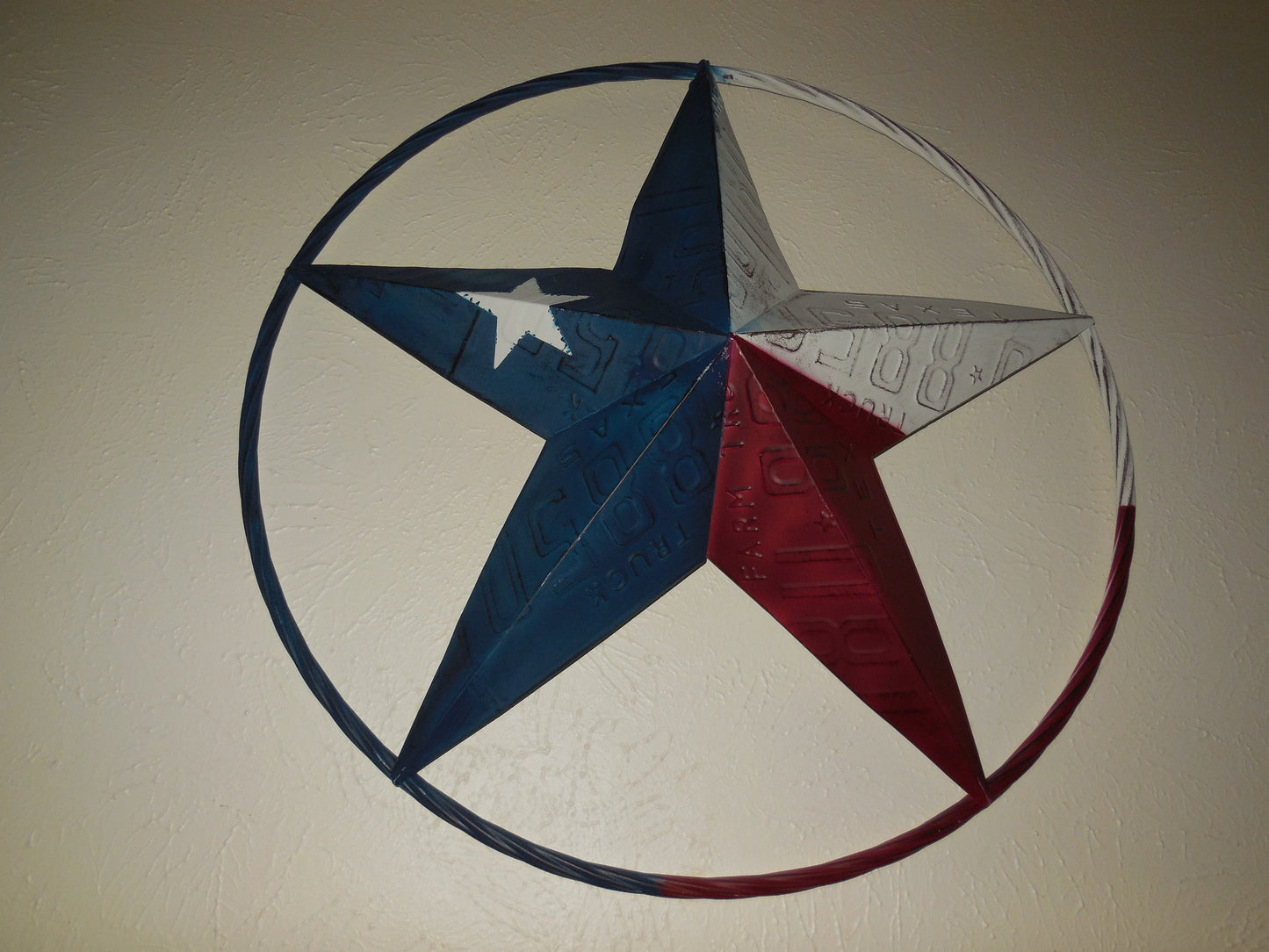 12", 16", 24",32",36" TEXAS LICENSE PLATE FLAG METAL RED WHITE BLUE BARN STAR WESTERN HOME DECOR HANDMADE