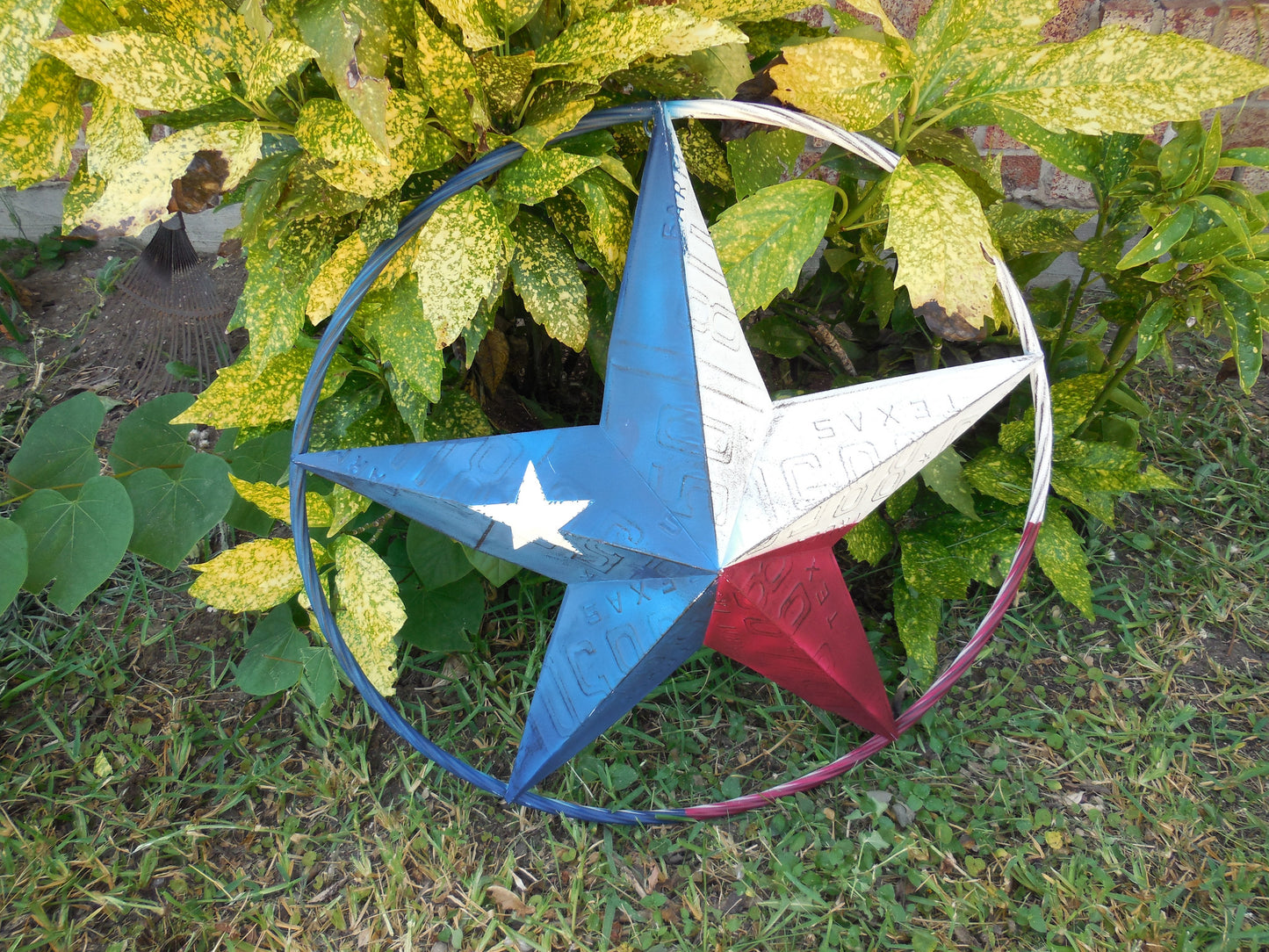 12", 16", 24",32",36" TEXAS LICENSE PLATE FLAG METAL RED WHITE BLUE BARN STAR WESTERN HOME DECOR HANDMADE