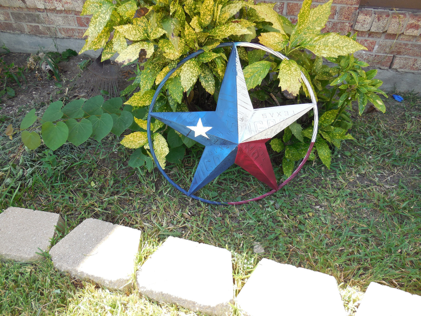 12", 16", 24",32",36" TEXAS LICENSE PLATE FLAG METAL RED WHITE BLUE BARN STAR WESTERN HOME DECOR HANDMADE