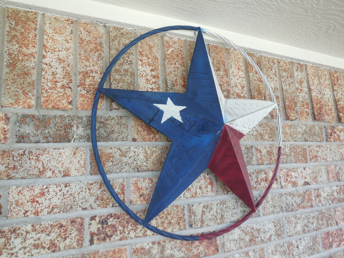 12", 16", 24",32",36" TEXAS LICENSE PLATE FLAG METAL RED WHITE BLUE BARN STAR WESTERN HOME DECOR HANDMADE