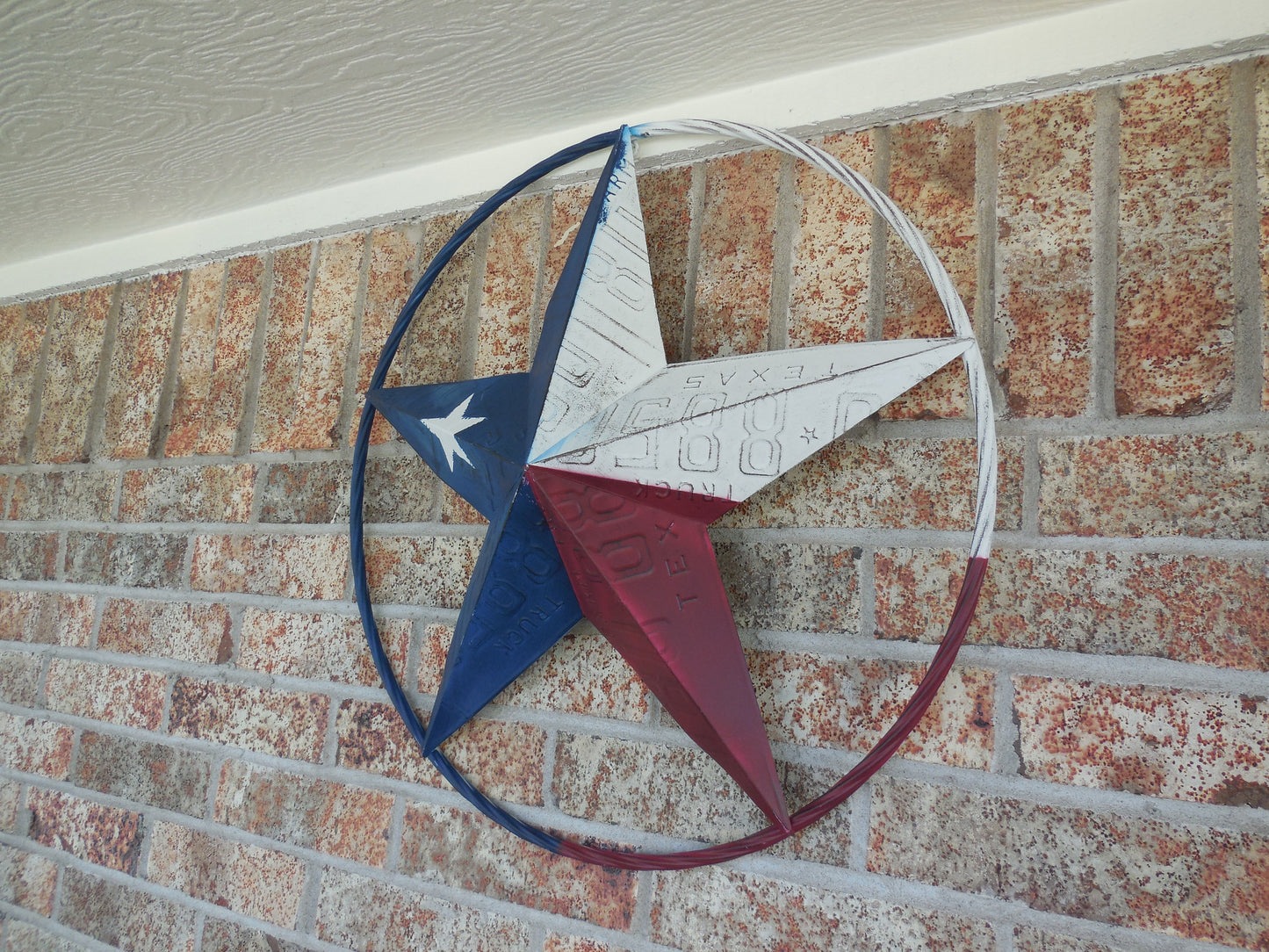 12", 16", 24",32",36" TEXAS LICENSE PLATE FLAG METAL RED WHITE BLUE BARN STAR WESTERN HOME DECOR HANDMADE