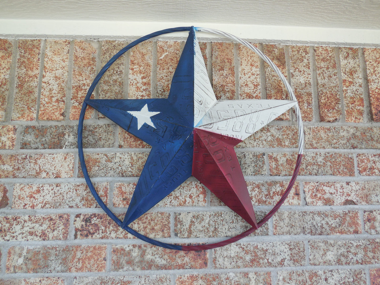 12", 16", 24",32",36" TEXAS LICENSE PLATE FLAG METAL RED WHITE BLUE BARN STAR WESTERN HOME DECOR HANDMADE