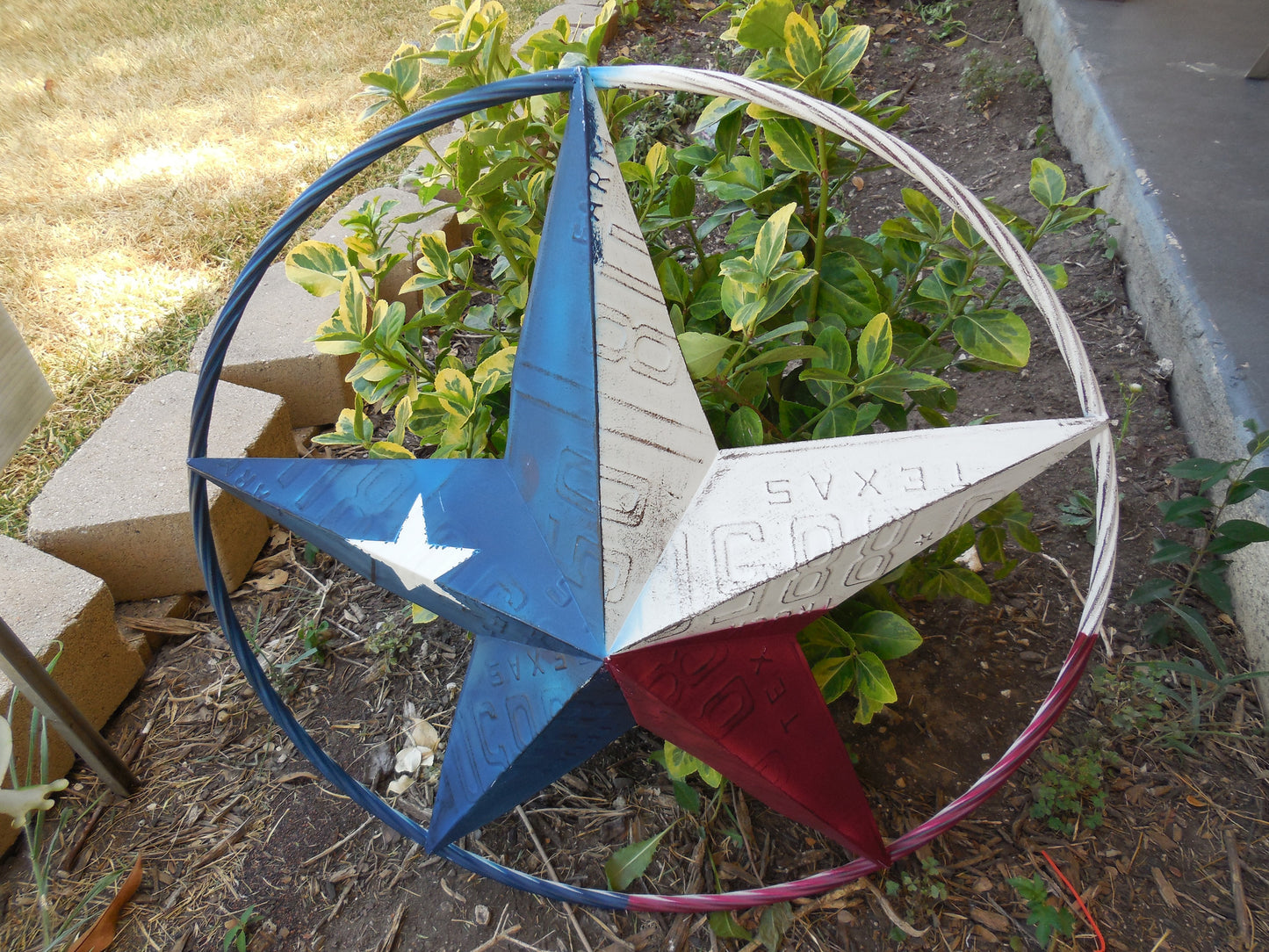 12", 16", 24",32",36" TEXAS LICENSE PLATE FLAG METAL RED WHITE BLUE BARN STAR WESTERN HOME DECOR HANDMADE