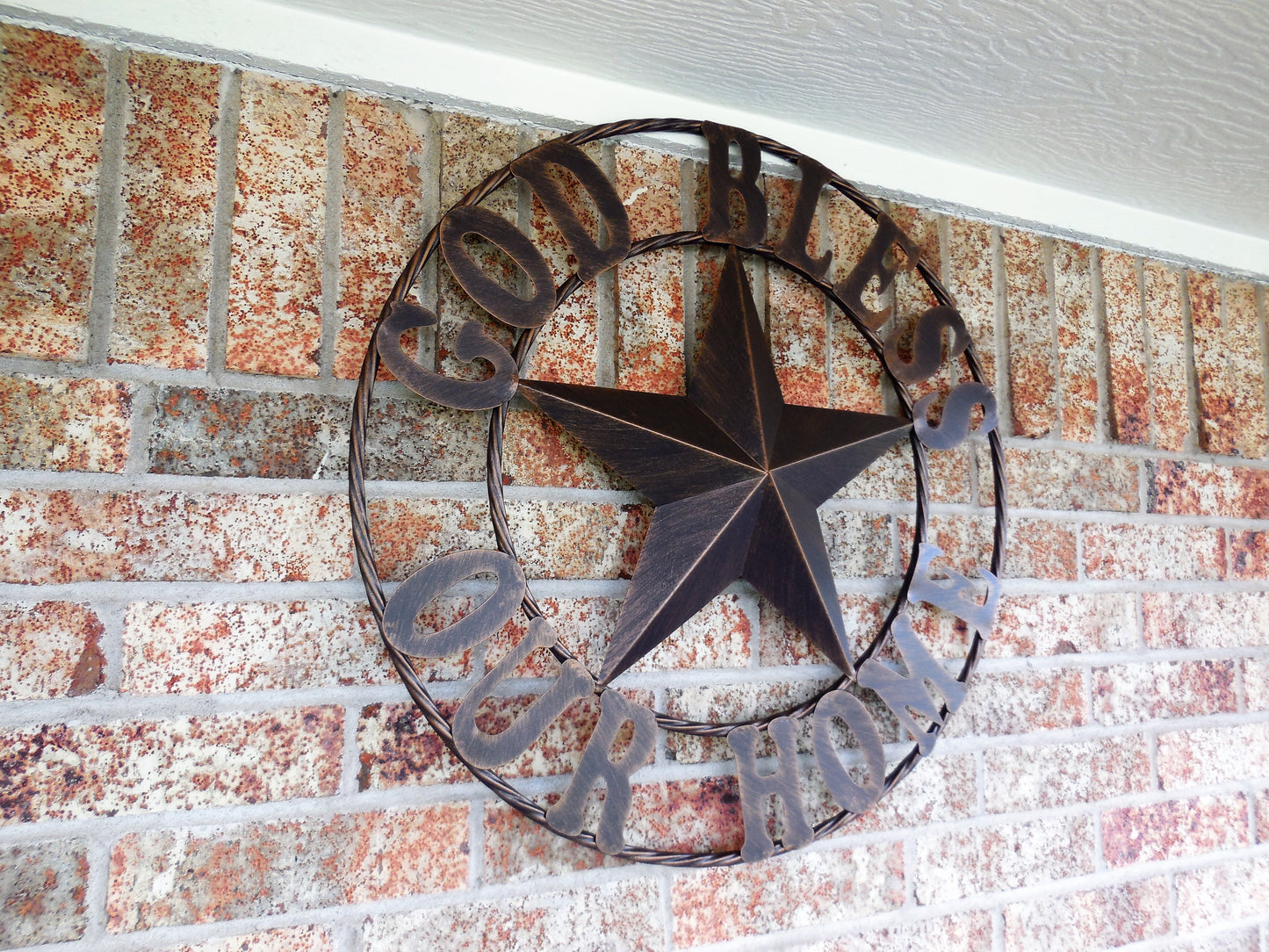 GOD BLESS OUR HOME 18",24",32",36" BARN STAR METAL LONE STAR TWISTED RING WESTERN HOME DECOR HANDMADE NEW #EH11002