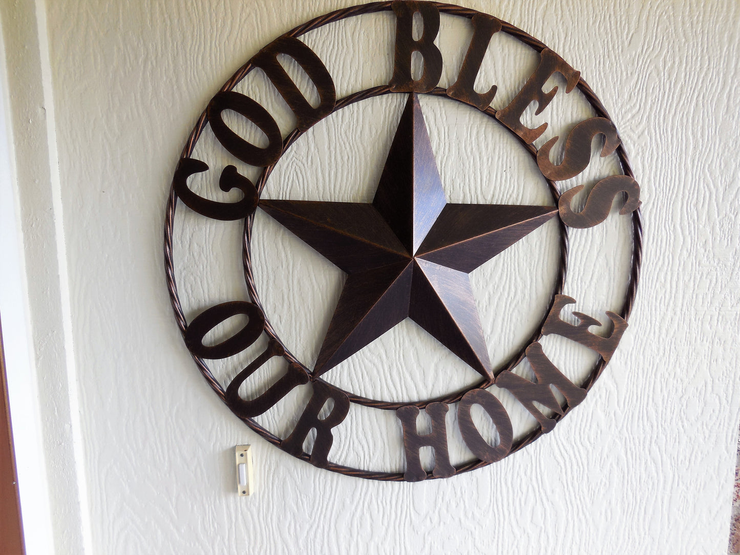 GOD BLESS OUR HOME 18",24",32",36" BARN STAR METAL LONE STAR TWISTED RING WESTERN HOME DECOR HANDMADE NEW #EH11002