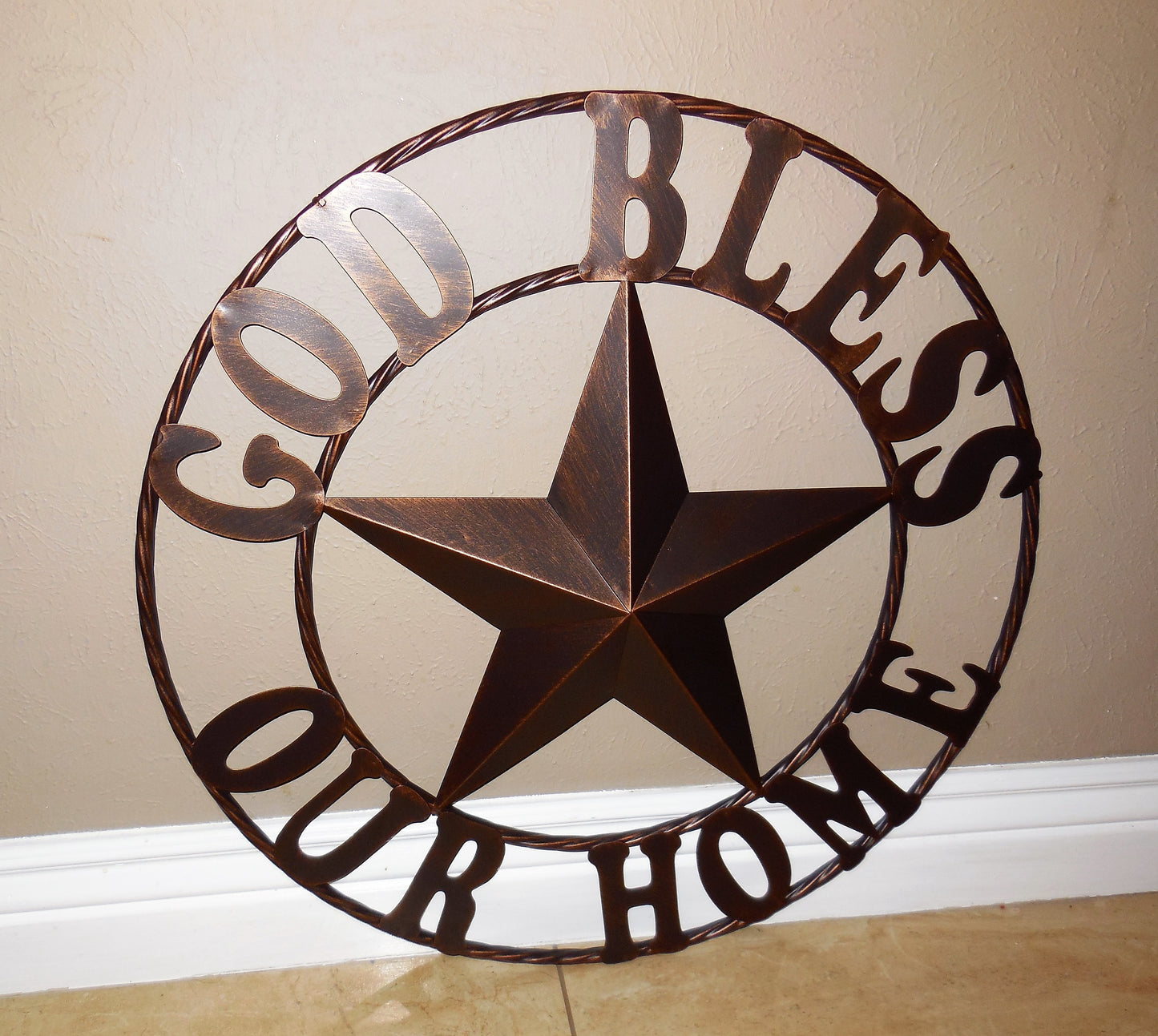 GOD BLESS OUR HOME 18",24",32",36" BARN STAR METAL LONE STAR TWISTED RING WESTERN HOME DECOR HANDMADE NEW #EH11002
