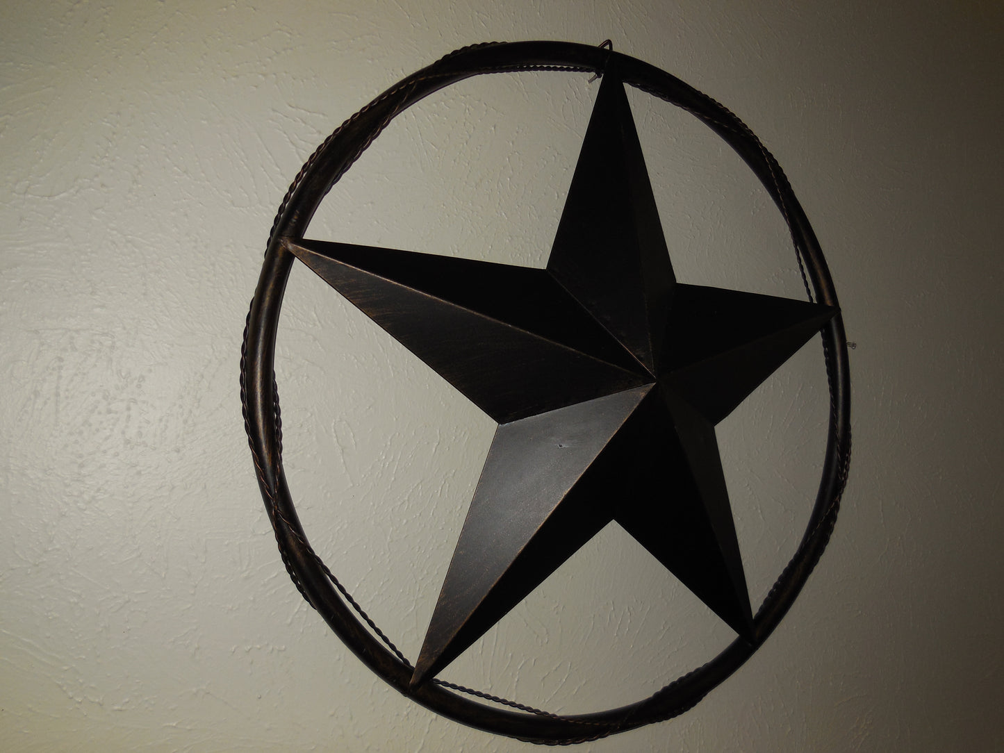 12"16",24",32" BARBWIRE ON SOLID RING BLACK BARN STAR METAL LONESTAR WESTERN HOME DECOR HANDMADE #EH10057
