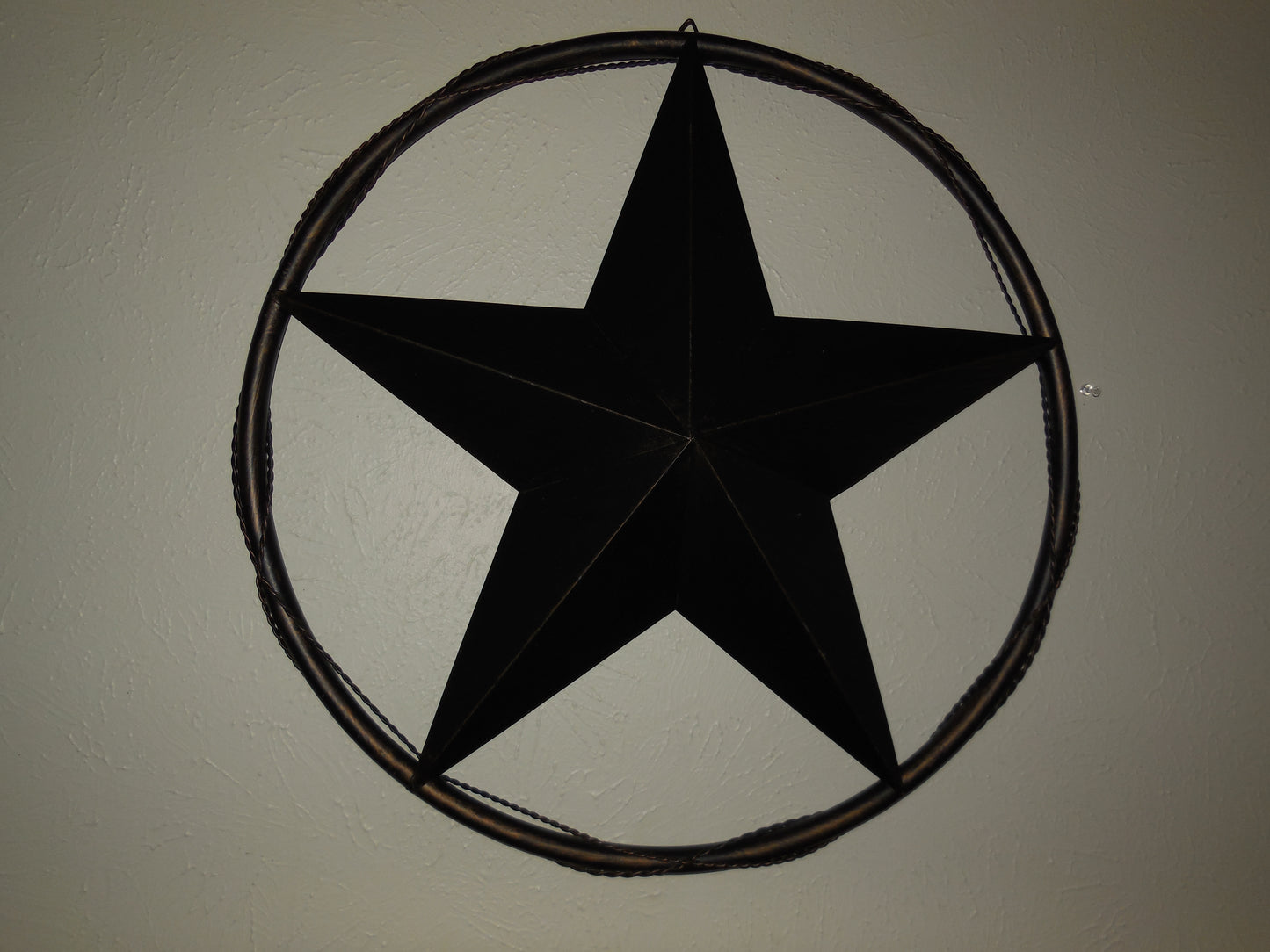 12"16",24",32" BARBWIRE ON SOLID RING BLACK BARN STAR METAL LONESTAR WESTERN HOME DECOR HANDMADE #EH10057