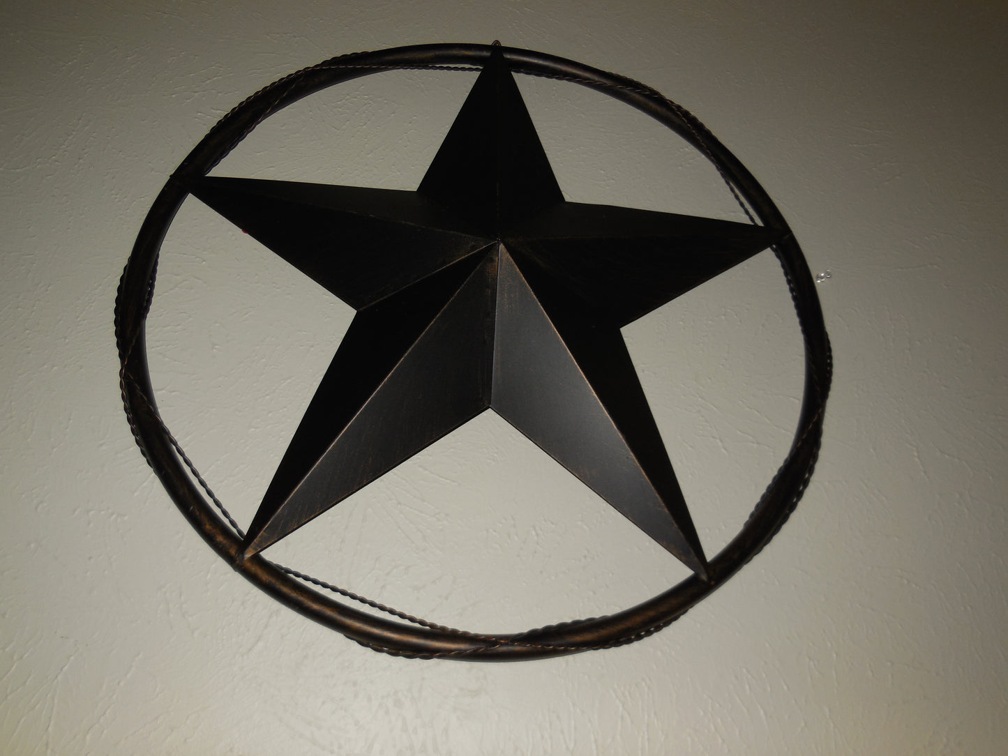 12"16",24",32" BARBWIRE ON SOLID RING BLACK BARN STAR METAL LONESTAR WESTERN HOME DECOR HANDMADE #EH10057