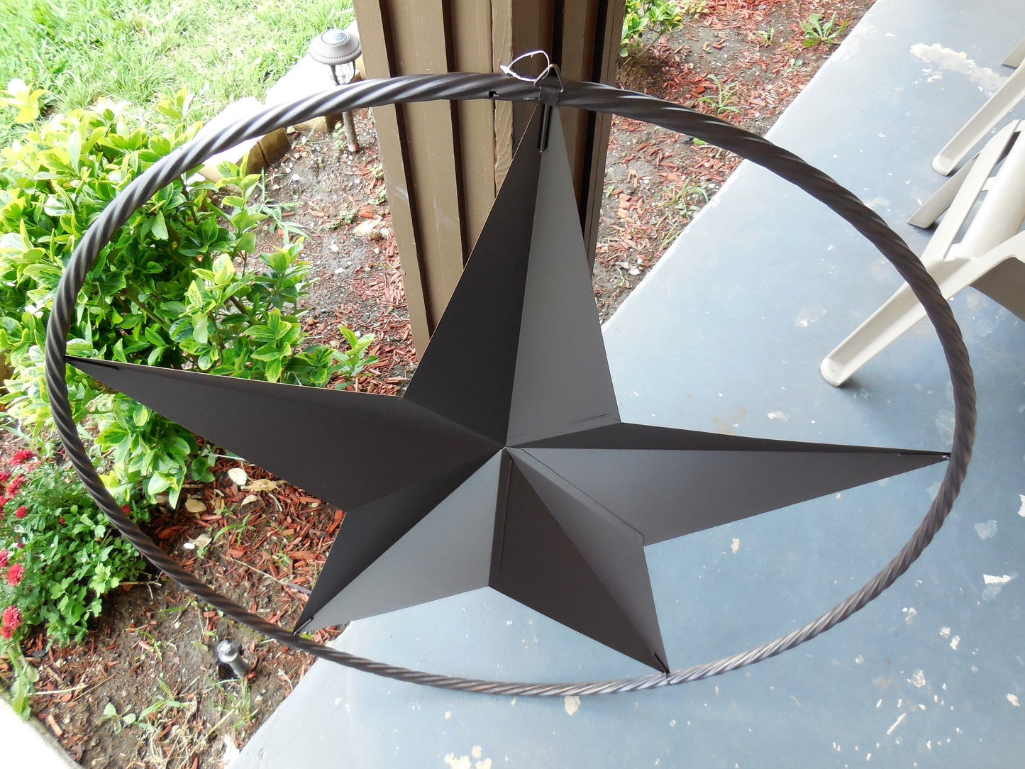 LONE STAR 48" METAL BARN STAR TWISTED ROPE RING RUSTIC BRONZE WESTERN HOME DECOR HANDMADE-#EH10014