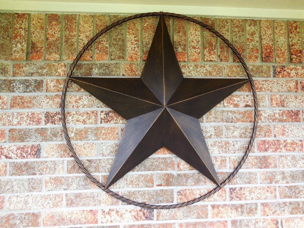32" BARN STAR METAL LONESTAR TWISTED ROPE RING WESTERN HOME DECOR HANDMADE NEW-#EH10009