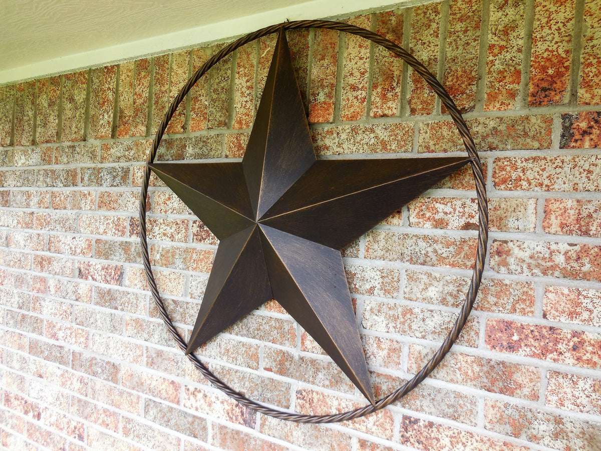 32" BARN STAR METAL LONESTAR TWISTED ROPE RING WESTERN HOME DECOR HANDMADE NEW-#EH10009