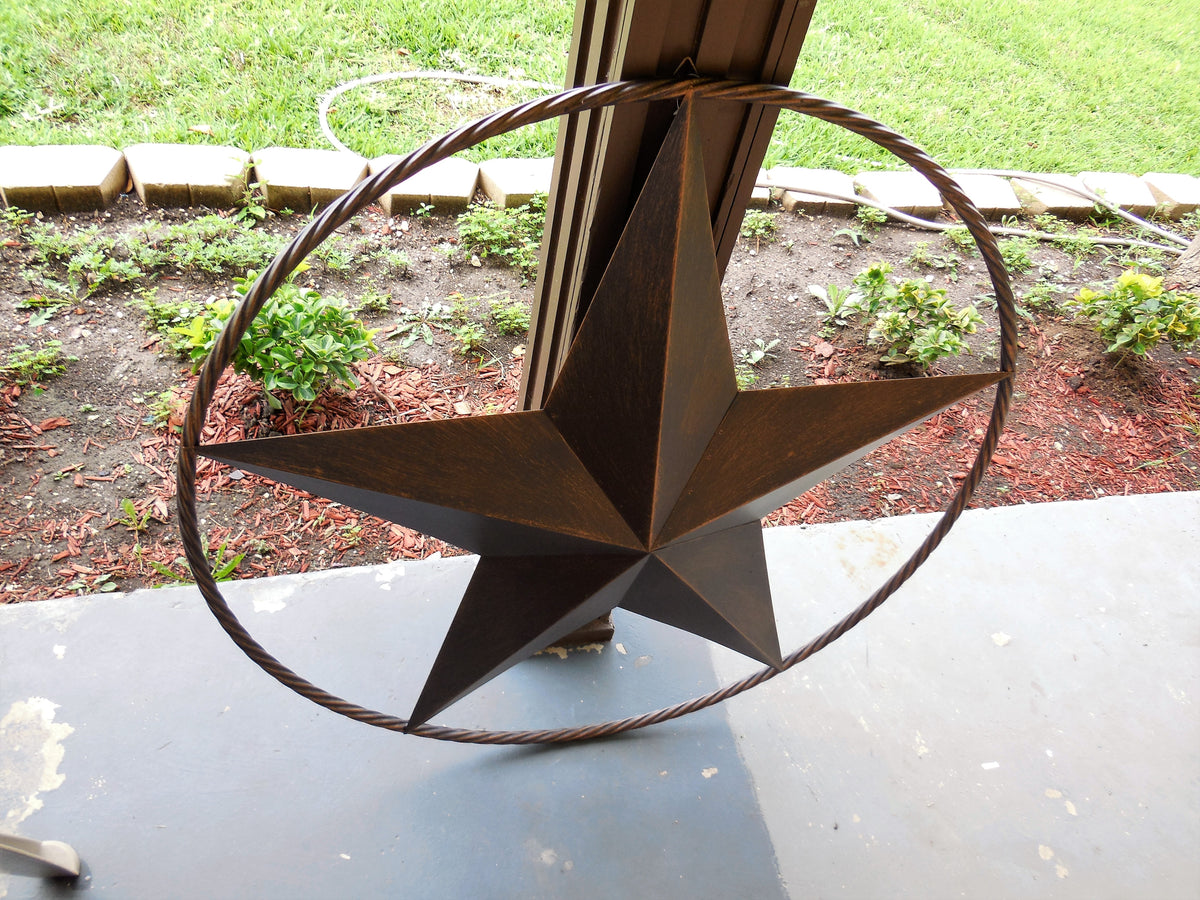 32" BARN STAR METAL LONESTAR TWISTED ROPE RING WESTERN HOME DECOR HANDMADE NEW-#EH10009