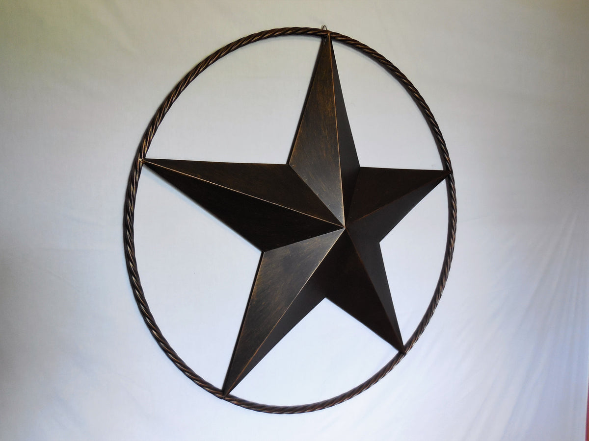 32" BARN STAR METAL LONESTAR TWISTED ROPE RING WESTERN HOME DECOR HANDMADE NEW-#EH10009