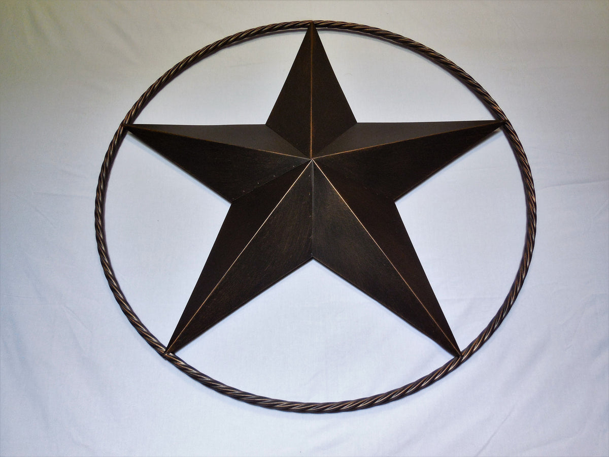 32" BARN STAR METAL LONESTAR TWISTED ROPE RING WESTERN HOME DECOR HANDMADE NEW-#EH10009