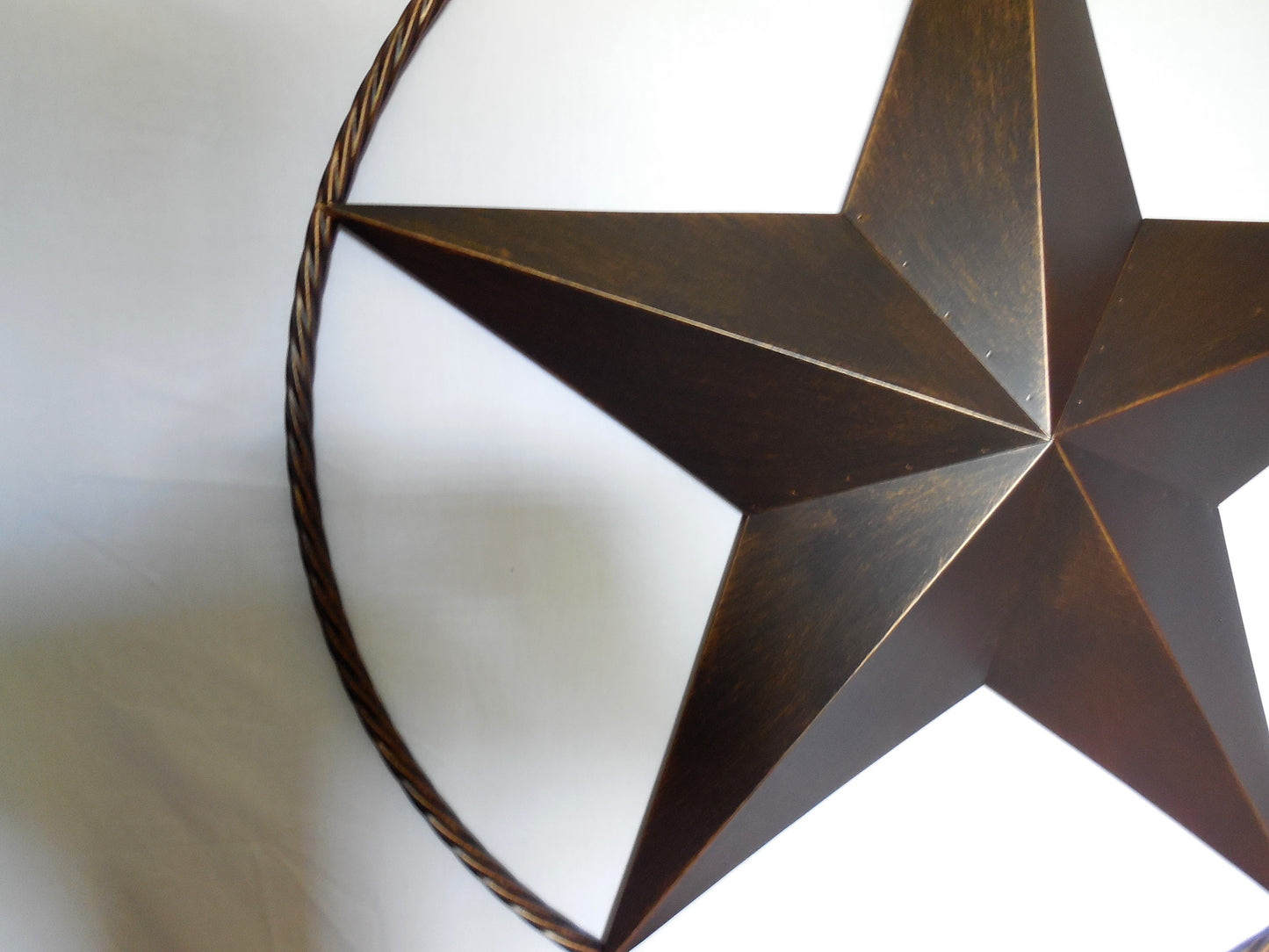 LONE STAR 48" METAL BARN STAR TWISTED ROPE RING RUSTIC BRONZE WESTERN HOME DECOR HANDMADE-#EH10014