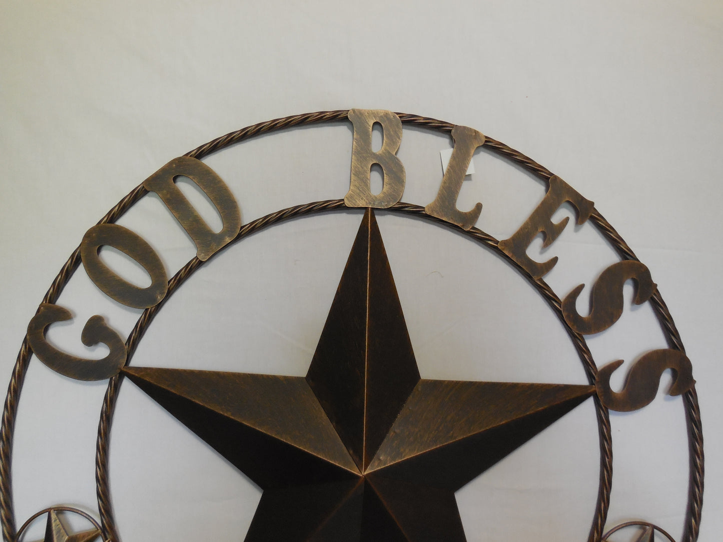 #EH10195 GOD BLESS TEXAS BARN STAR METAL LONE STAR WESTERN HOME DECOR HANDMADE NEW