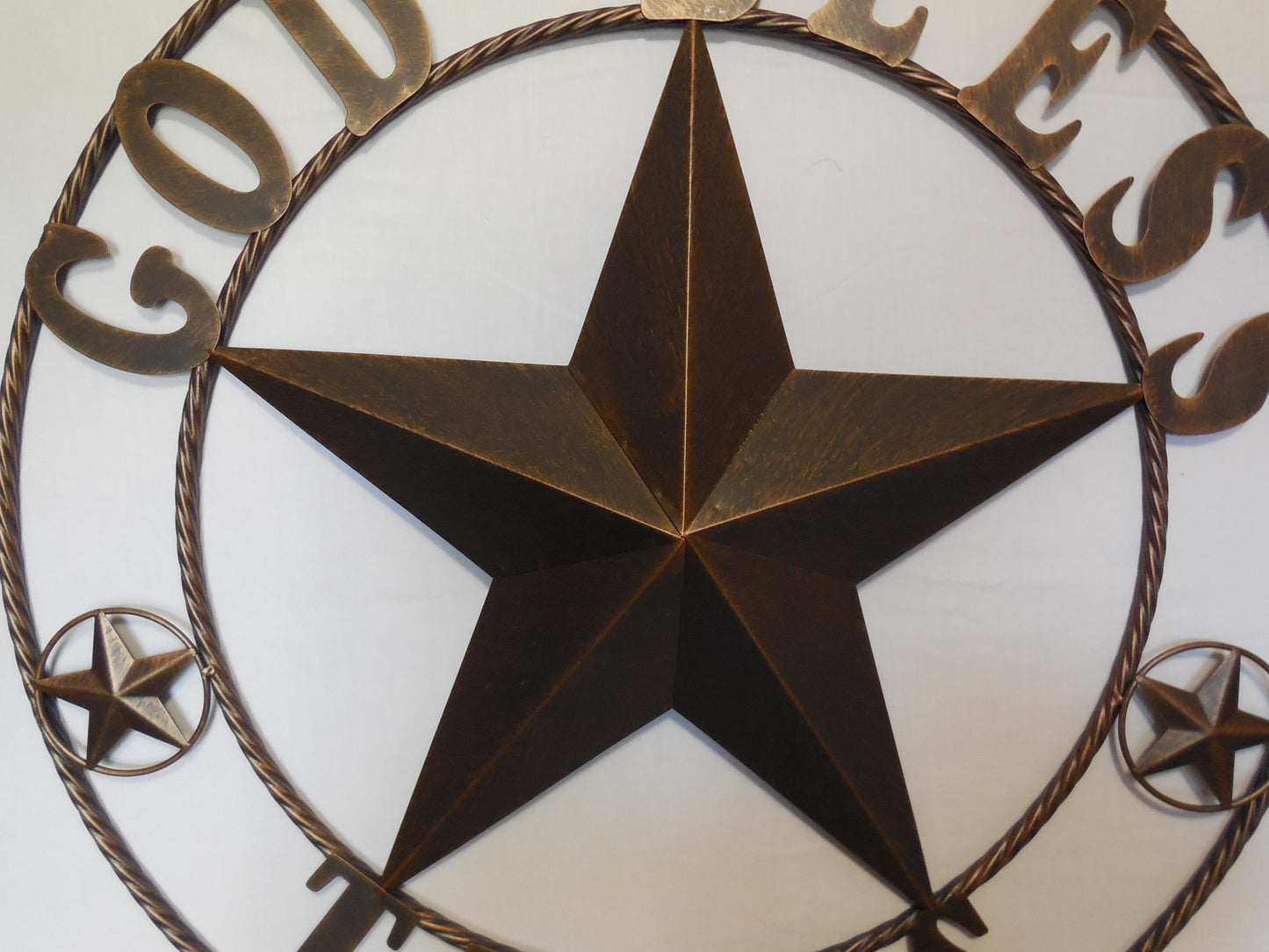 #EH10195 GOD BLESS TEXAS BARN STAR METAL LONE STAR WESTERN HOME DECOR HANDMADE NEW