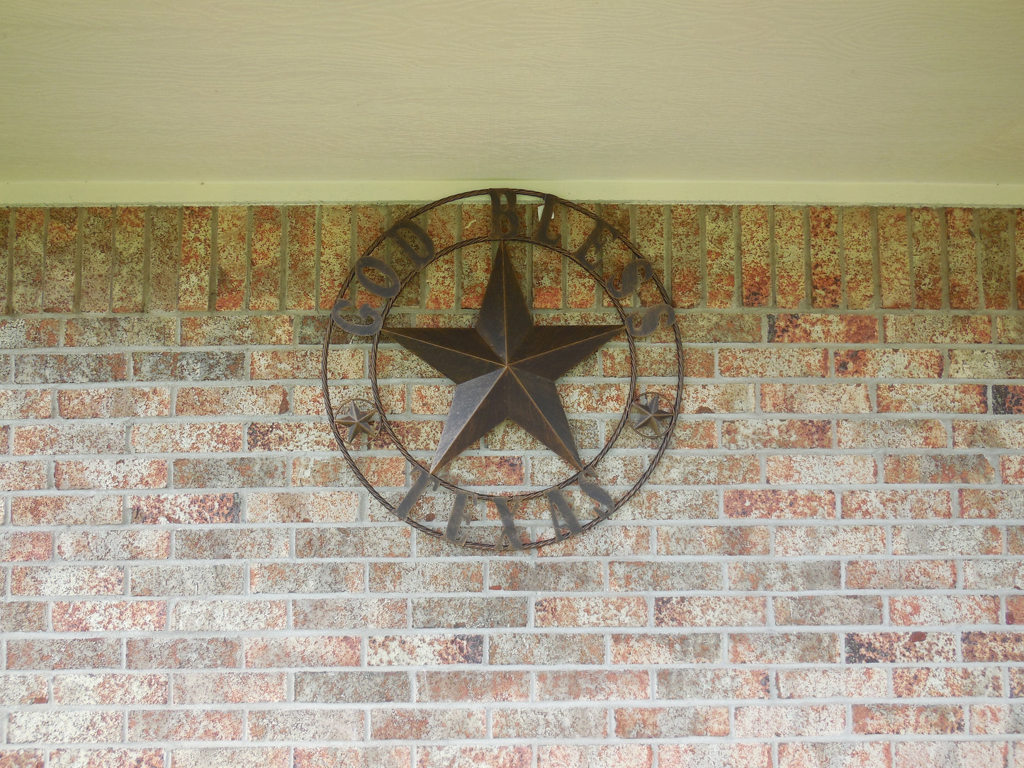 #EH10195 GOD BLESS TEXAS BARN STAR METAL LONE STAR WESTERN HOME DECOR HANDMADE NEW