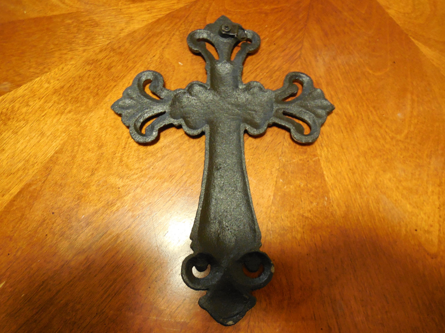 Orange Stones Fleur De Lis Cross Cast Iron Decorative Wall Cross Rustic Brown Decor #56367