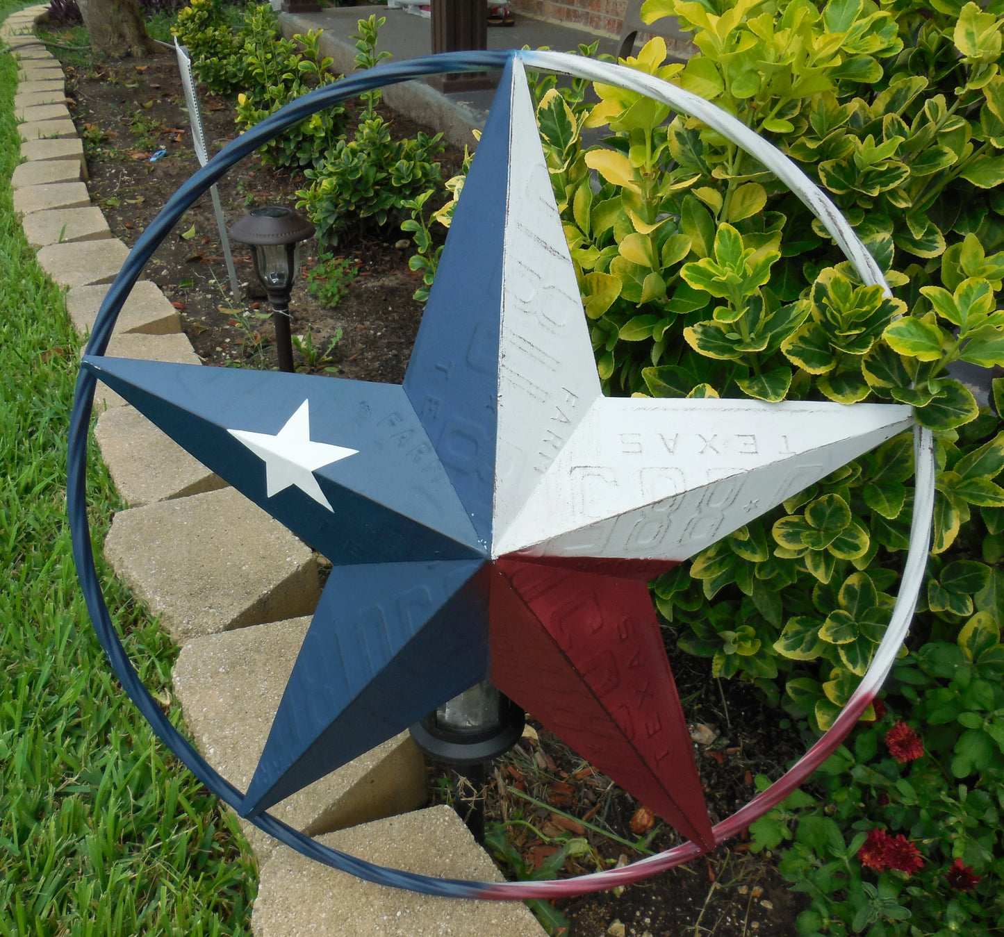 12", 16", 24",32",36" TEXAS LICENSE PLATE FLAG METAL RED WHITE BLUE BARN STAR WESTERN HOME DECOR HANDMADE