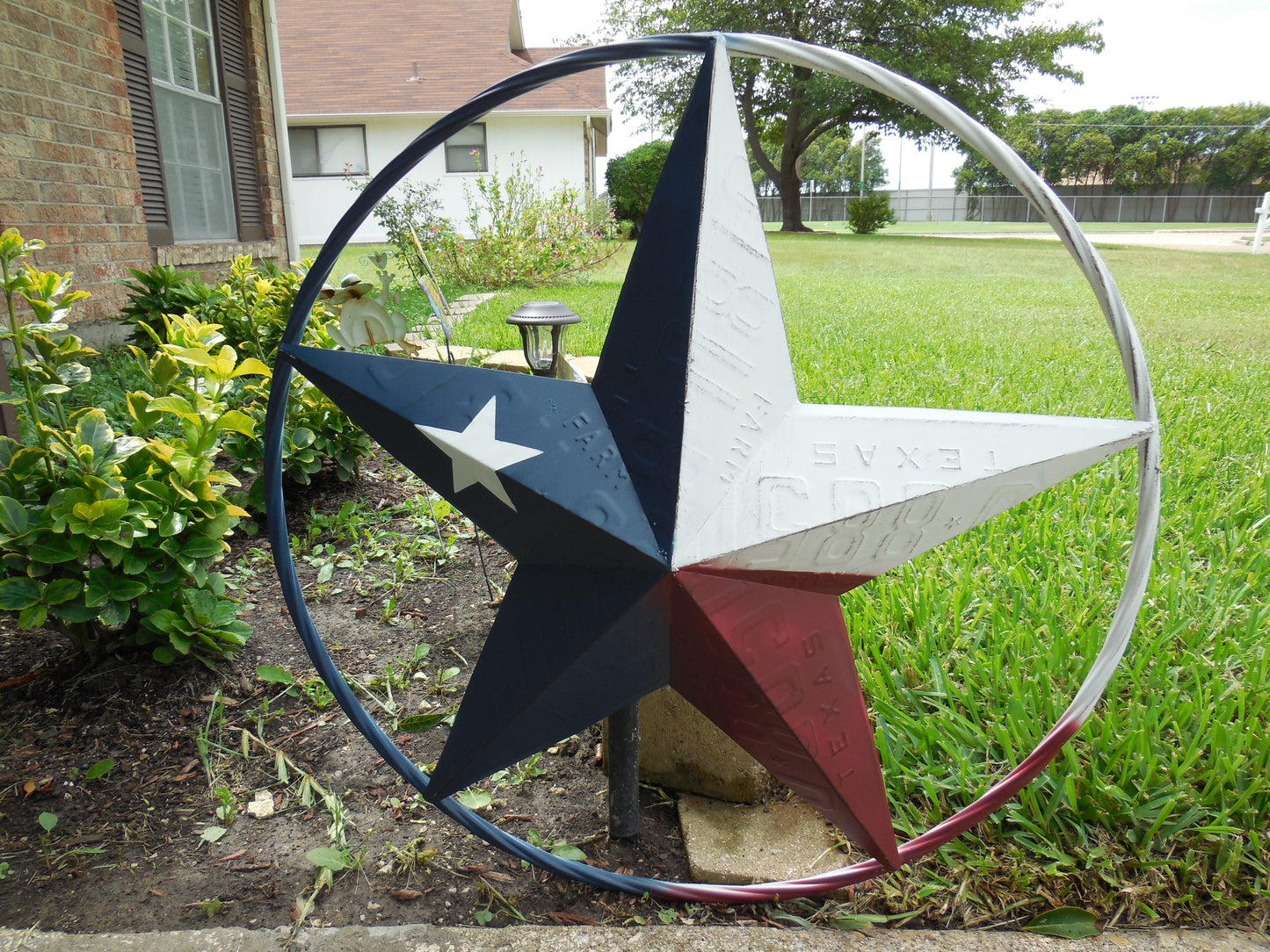 12", 16", 24",32",36" TEXAS LICENSE PLATE FLAG METAL RED WHITE BLUE BARN STAR WESTERN HOME DECOR HANDMADE