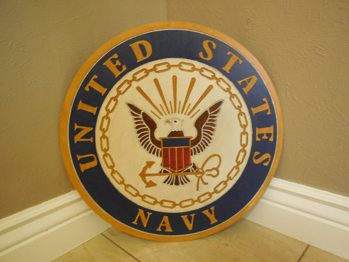 21" UNITED STATES NAVY MILITARY HAND CARVED WOOD PLAQUE ART CRAFT WESTERN HOME DECOR RUSTIC HANDMADE ART NEW