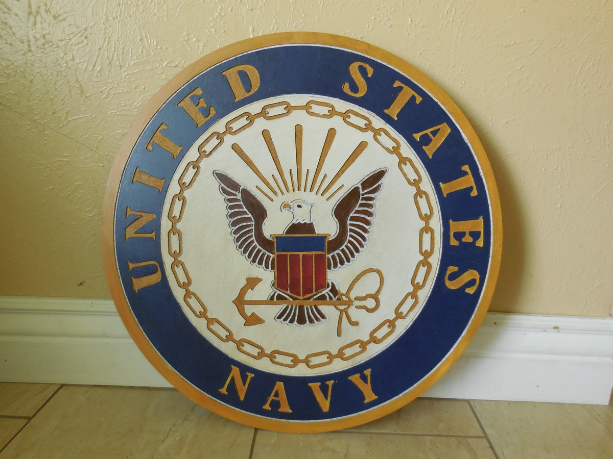 21" UNITED STATES NAVY MILITARY HAND CARVED WOOD PLAQUE ART CRAFT WESTERN HOME DECOR RUSTIC HANDMADE ART NEW