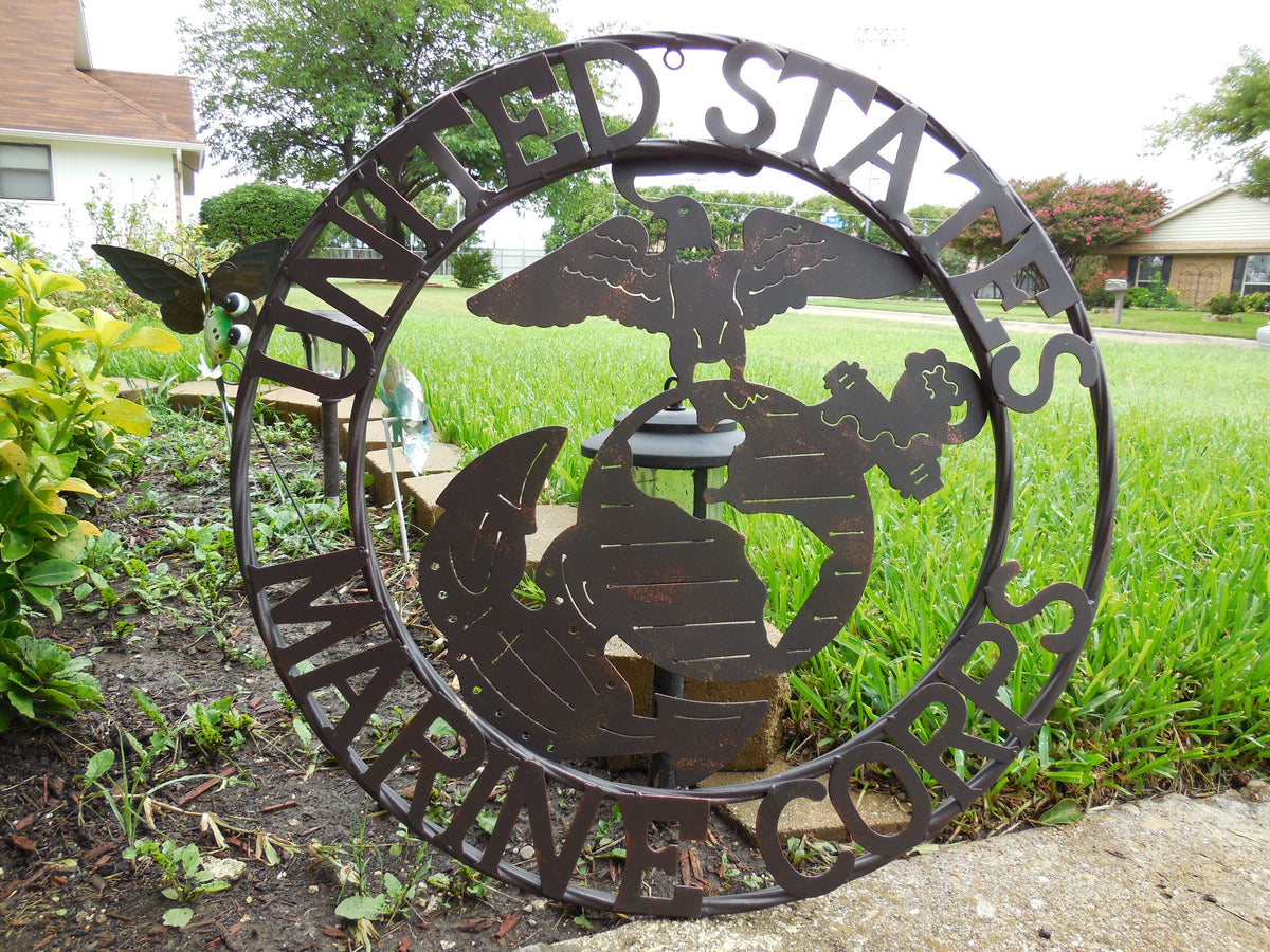 #EH10080 18",24",32" USA MARINE CORPS MILITARY PATRIOTIC METAL WALL ART SIGN WESTERN HOME DECOR HANDMADE