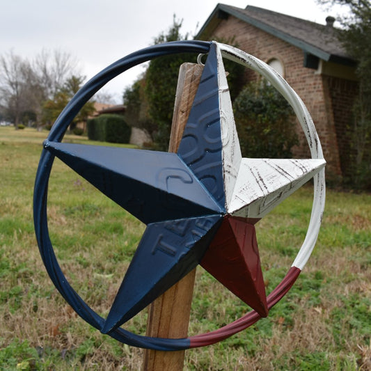 RED WHITE BLUE LICENSE PLATE METAL BARN LONESTAR WESTERN HOME DECOR HANDMADE EH10437