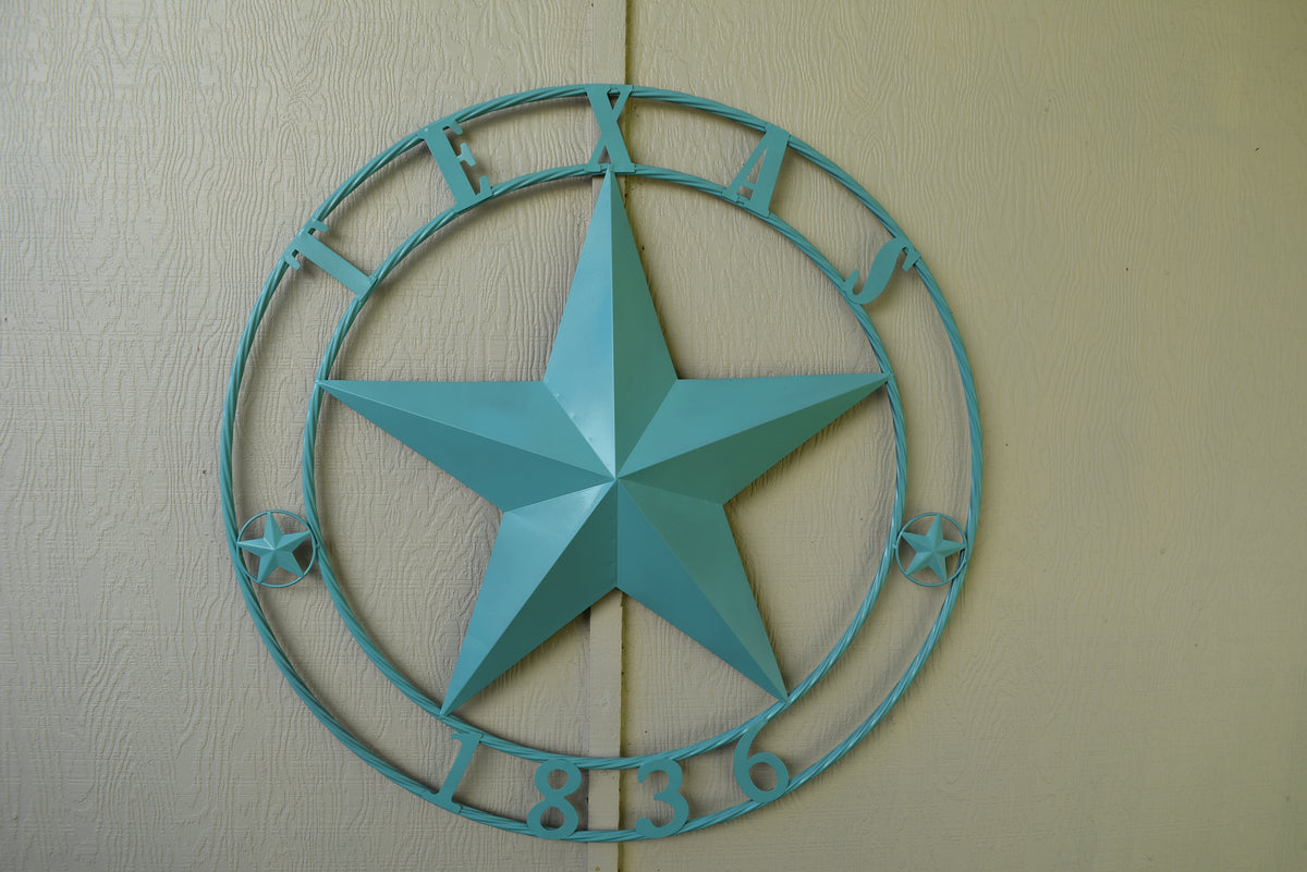 TEXAS 1836 TURQUOISE AQUA BARN METAL 3d LONESTAR WESTERN HOME DECOR NEW #EH12840 24",36",40",50"